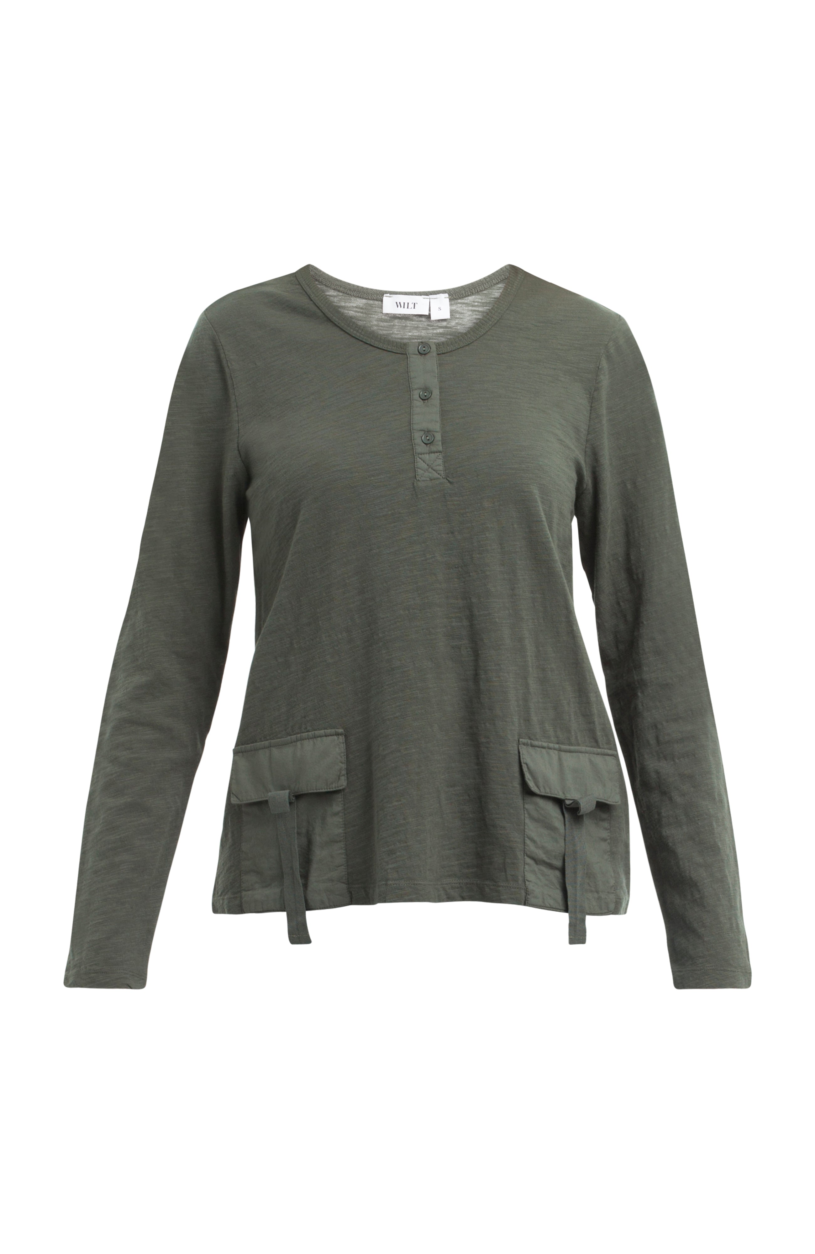 U Neck Button Placket Tee