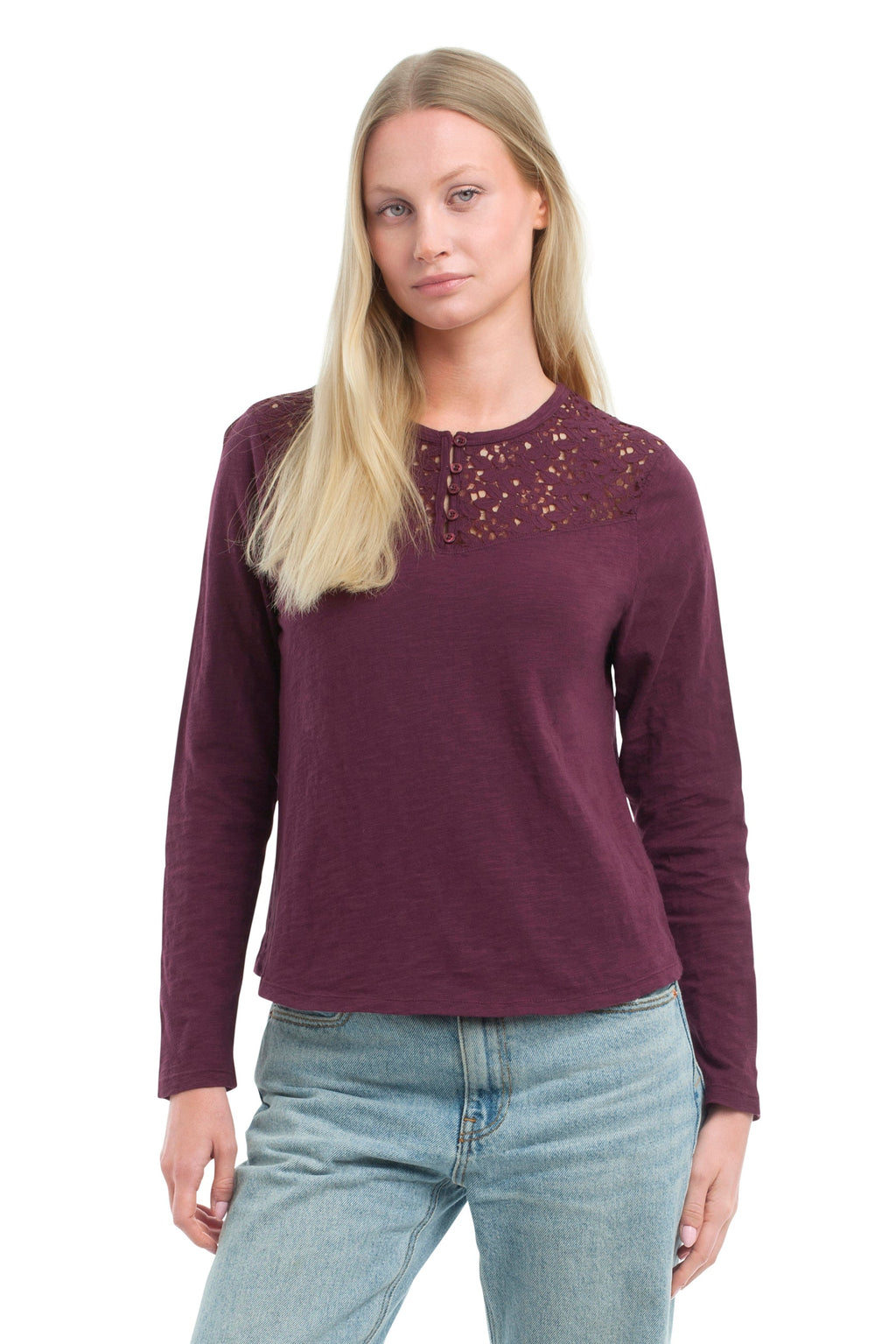 Lace Yoke Henley Tee