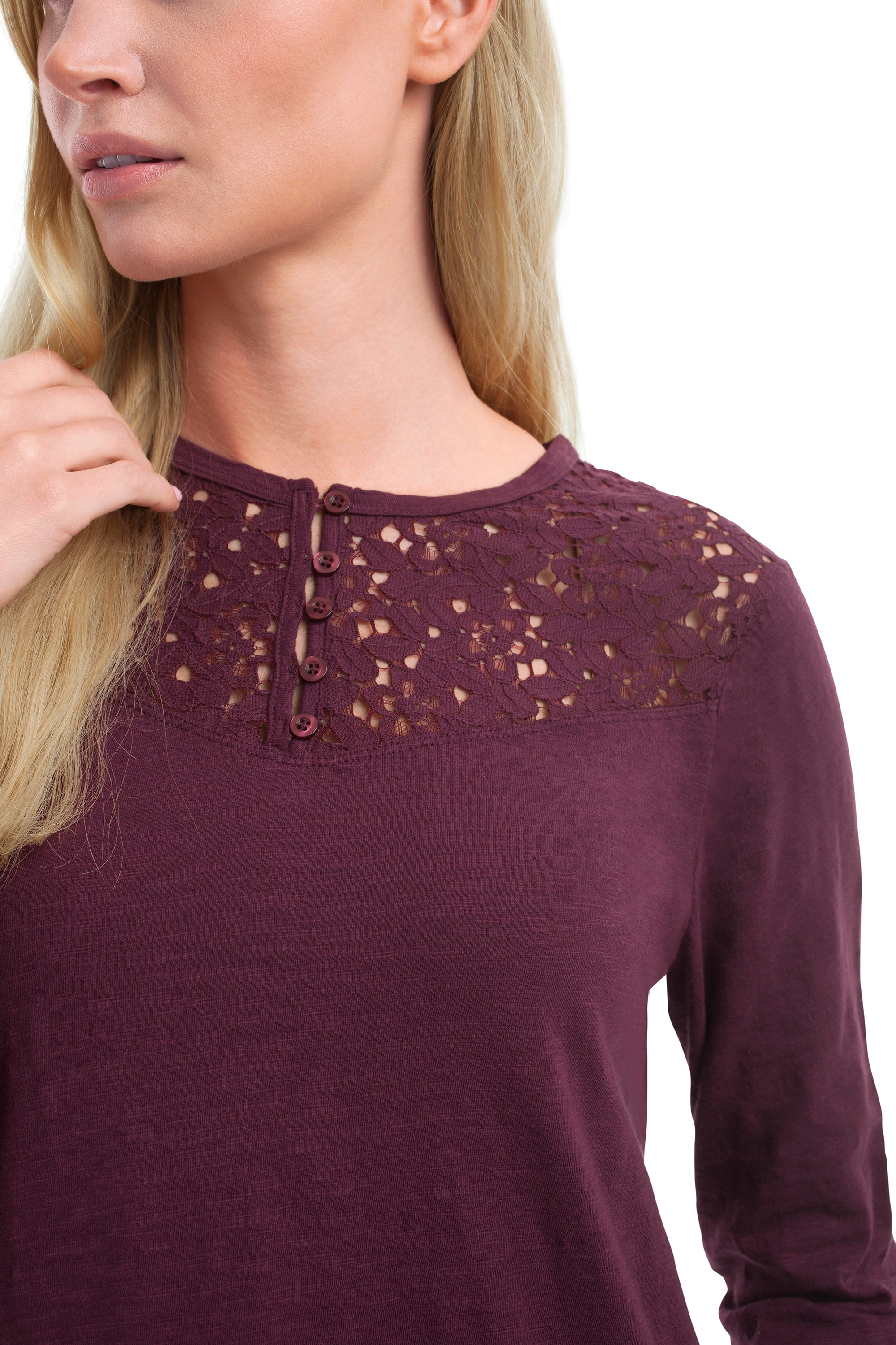 Lace Yoke Henley Tee