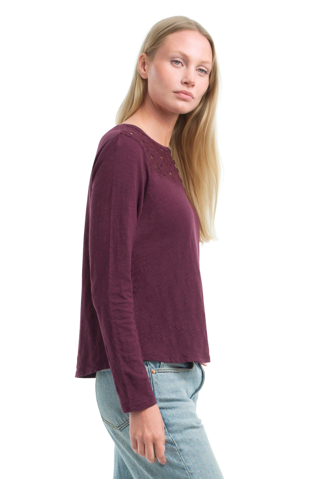 Lace Yoke Henley Tee