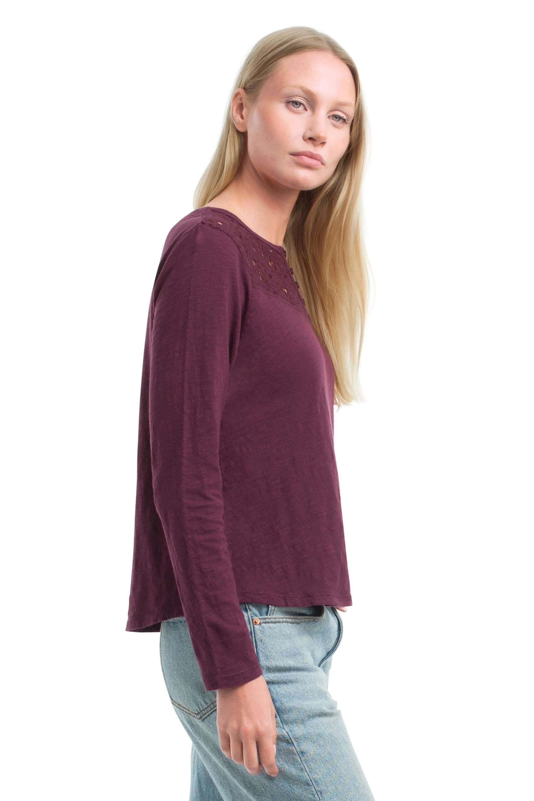 Lace Yoke Henley Tee