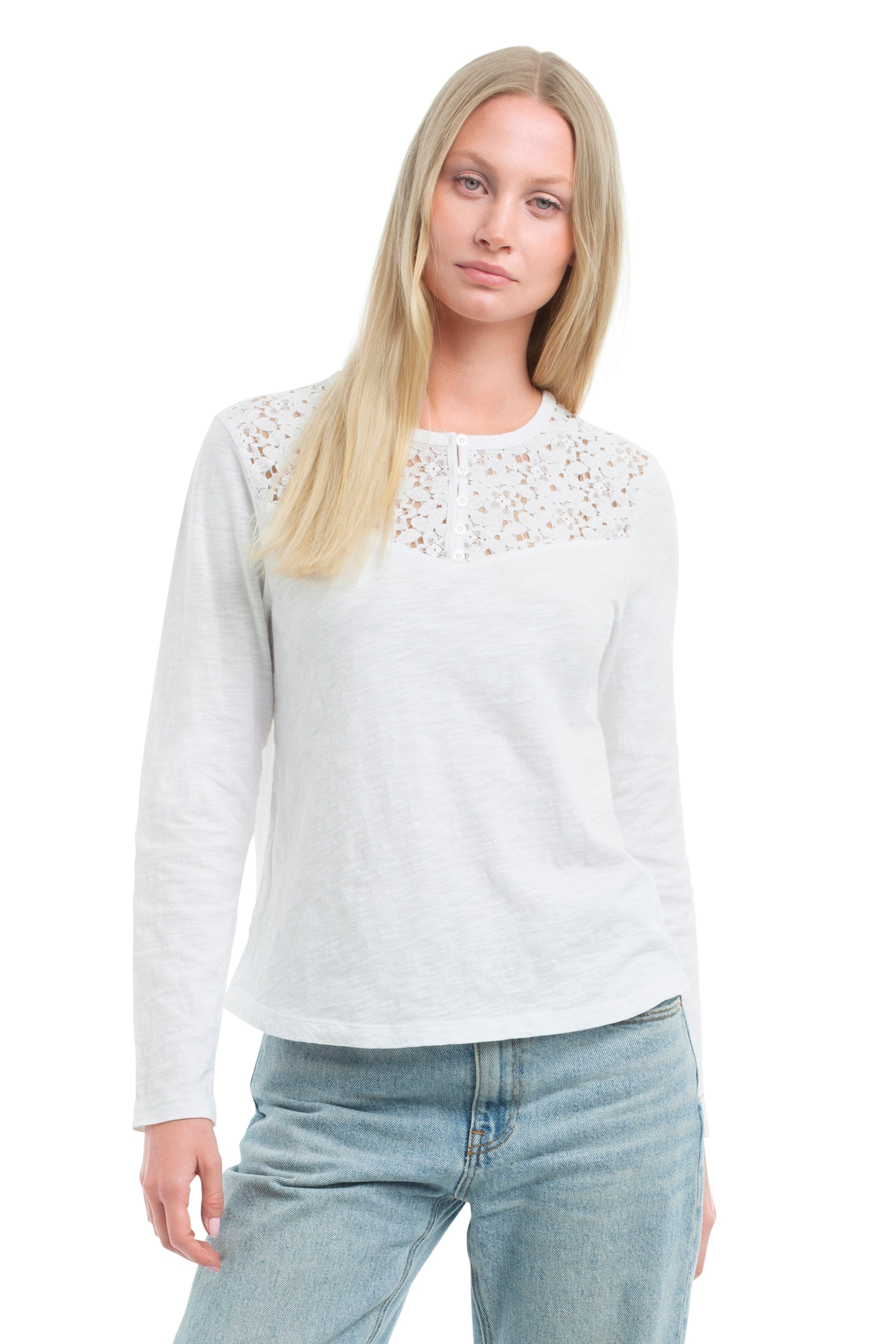 Lace Yoke Henley Tee