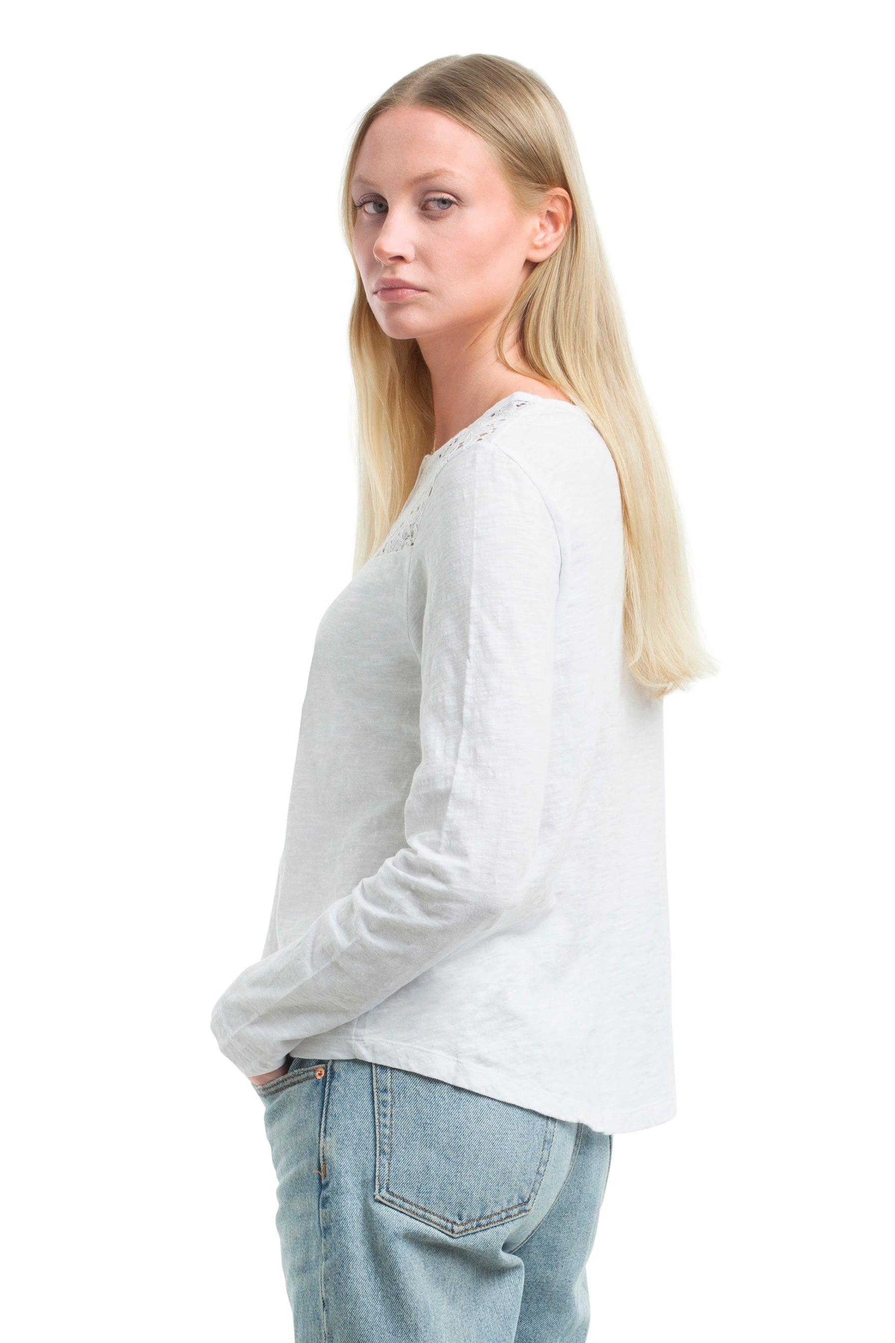 Lace Yoke Henley Tee