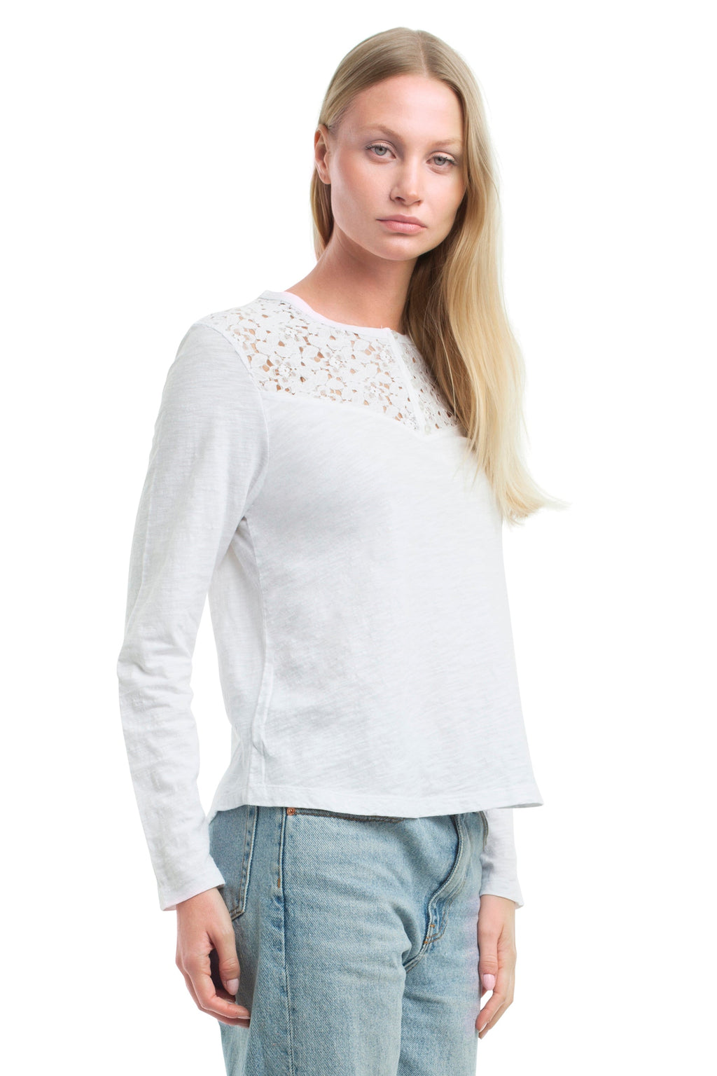 Lace Yoke Henley Tee