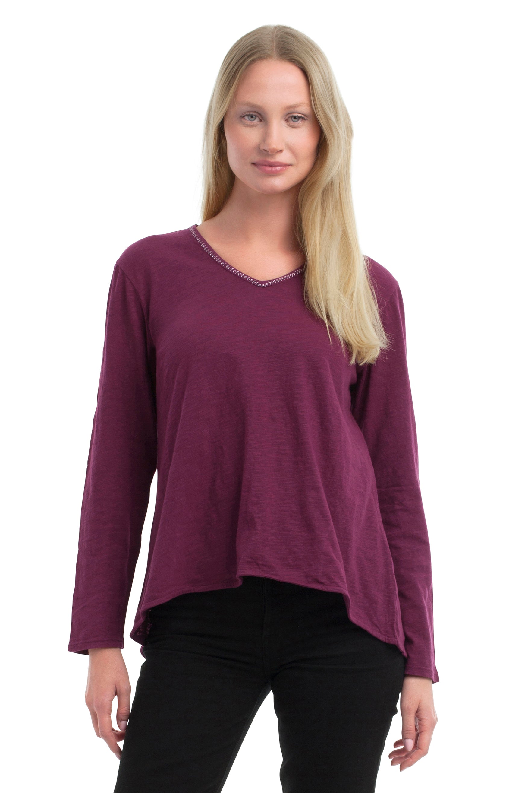Metallic Thread V-Neck
