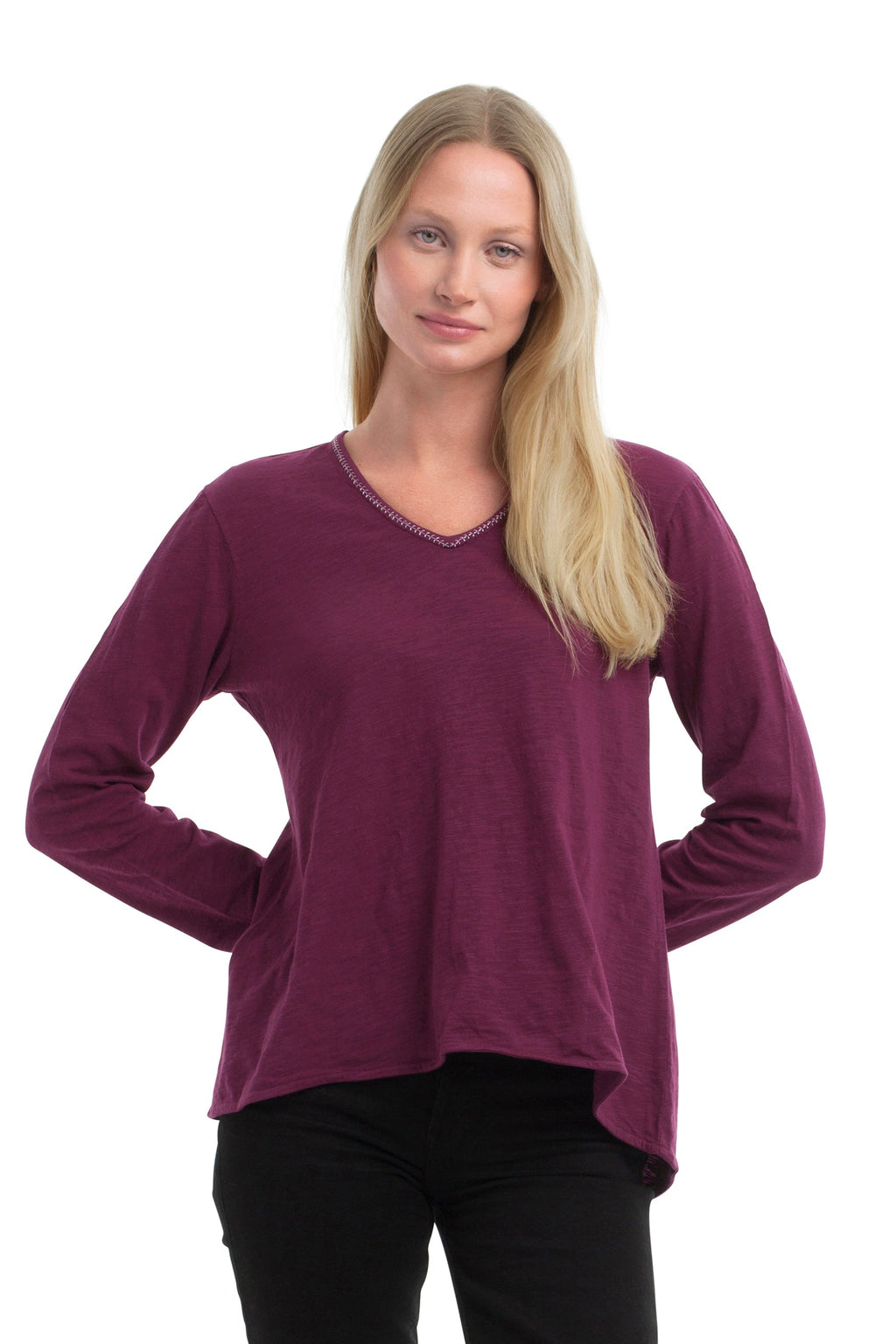 Metallic Thread V-Neck