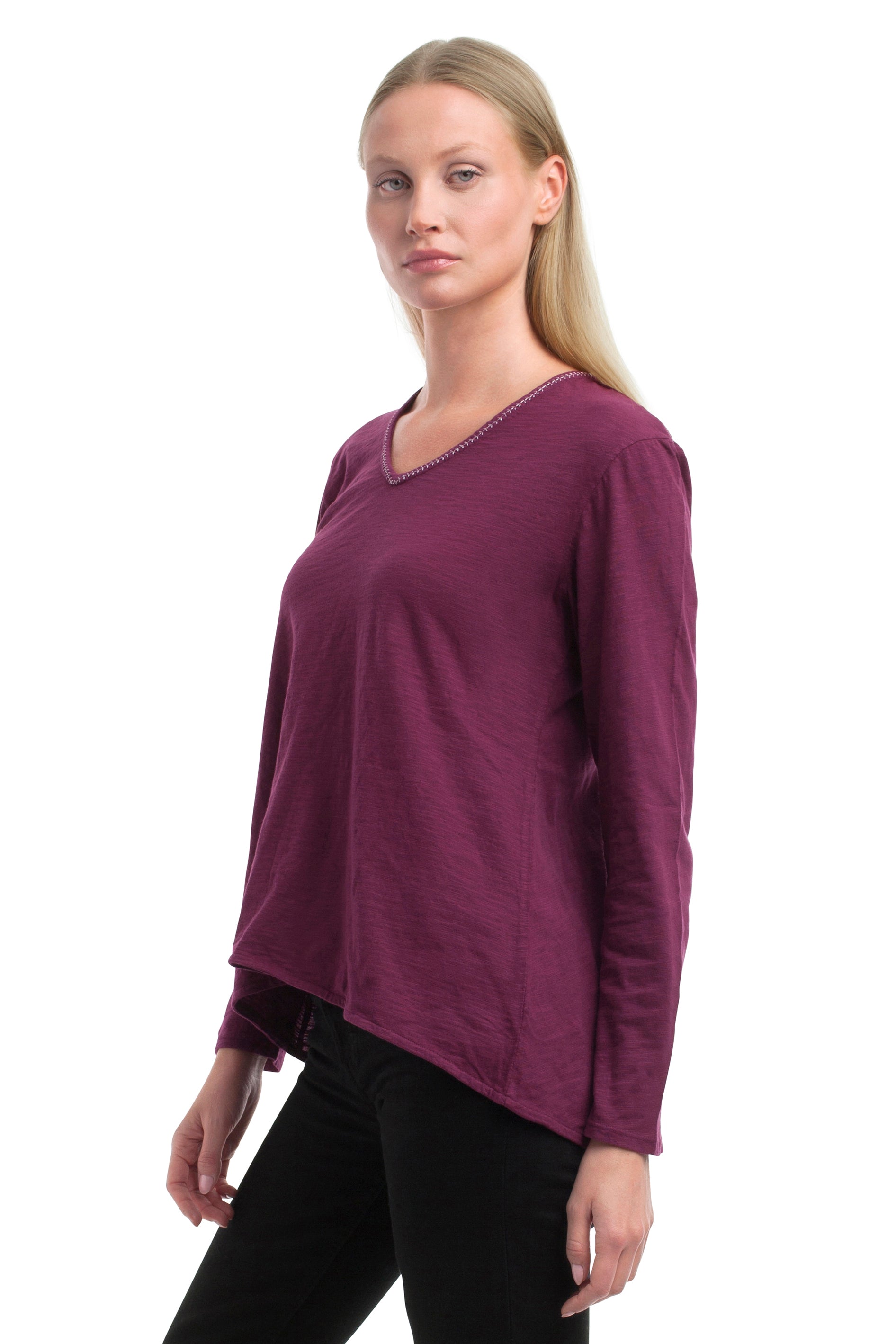 Metallic Thread V-Neck