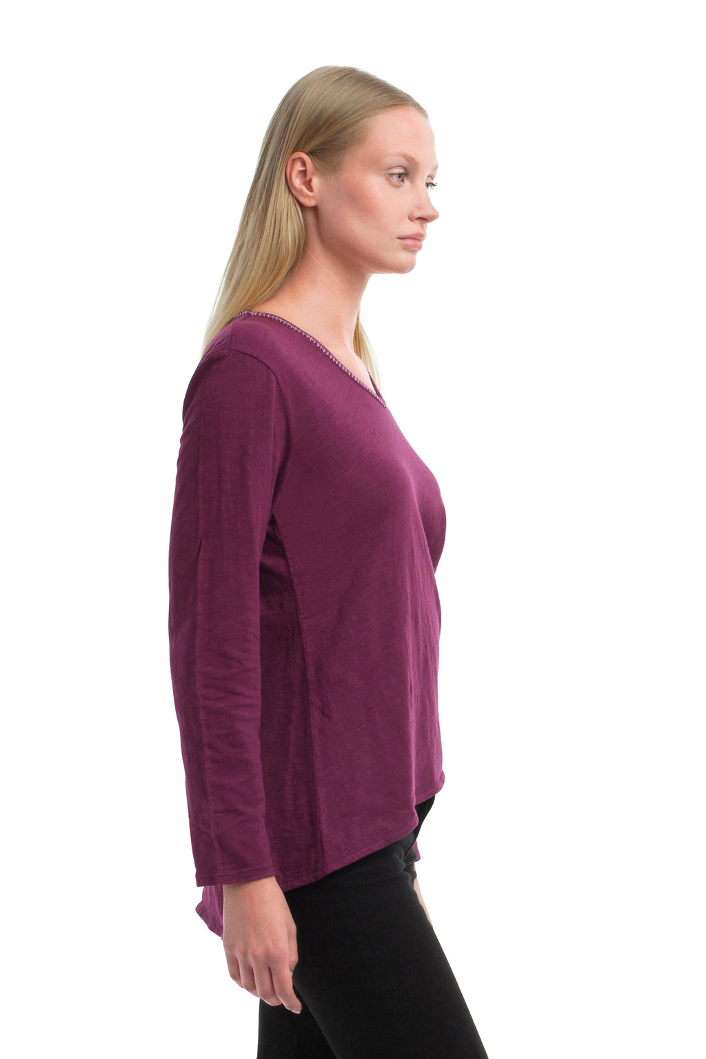 Metallic Thread V-Neck