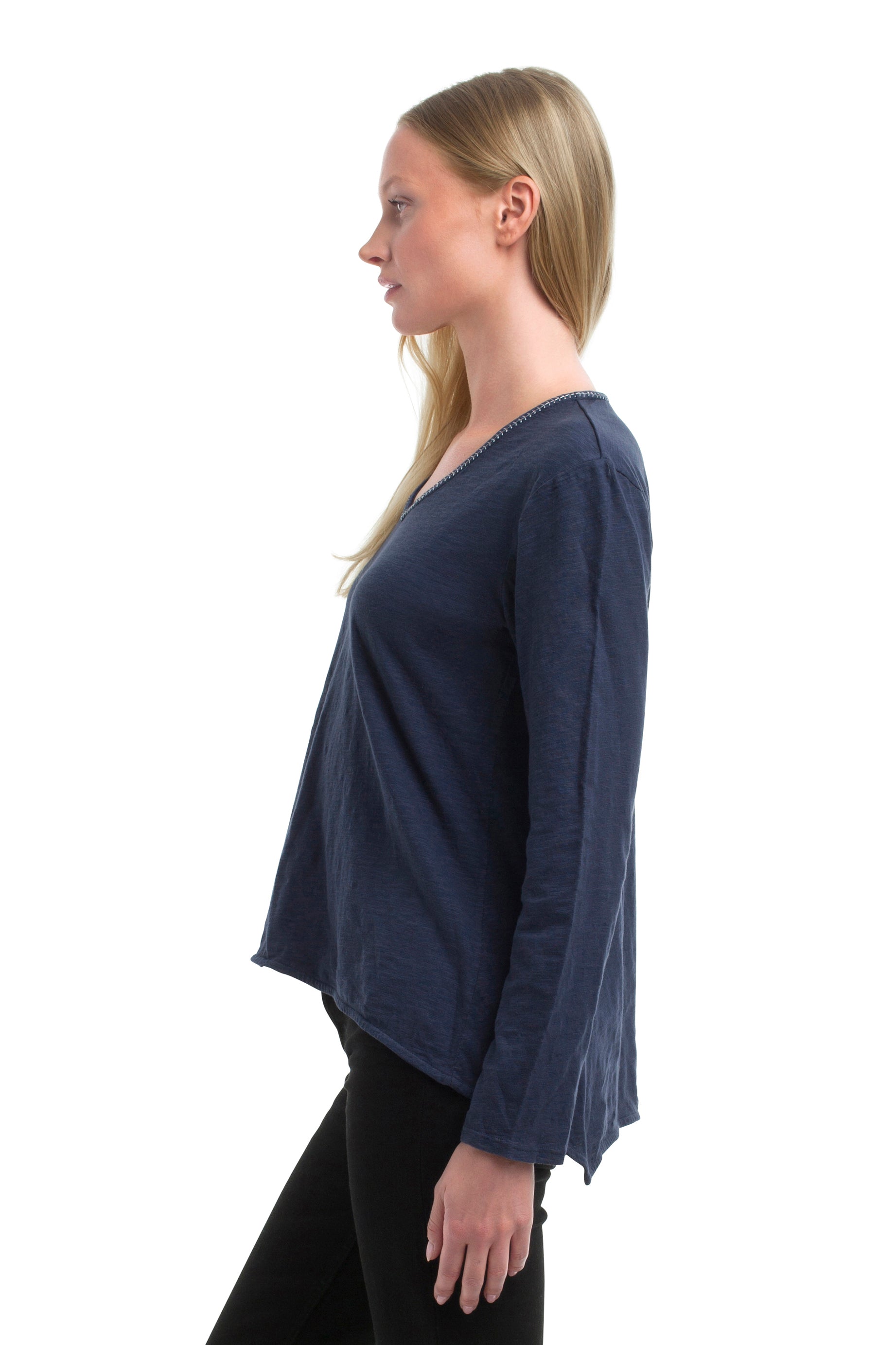 Metallic Thread V-Neck