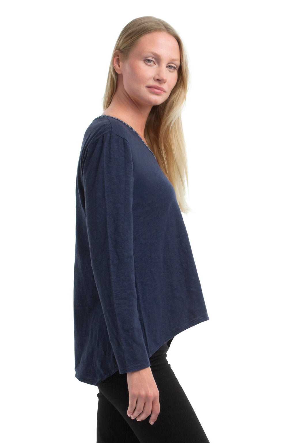 Metallic Thread V-Neck
