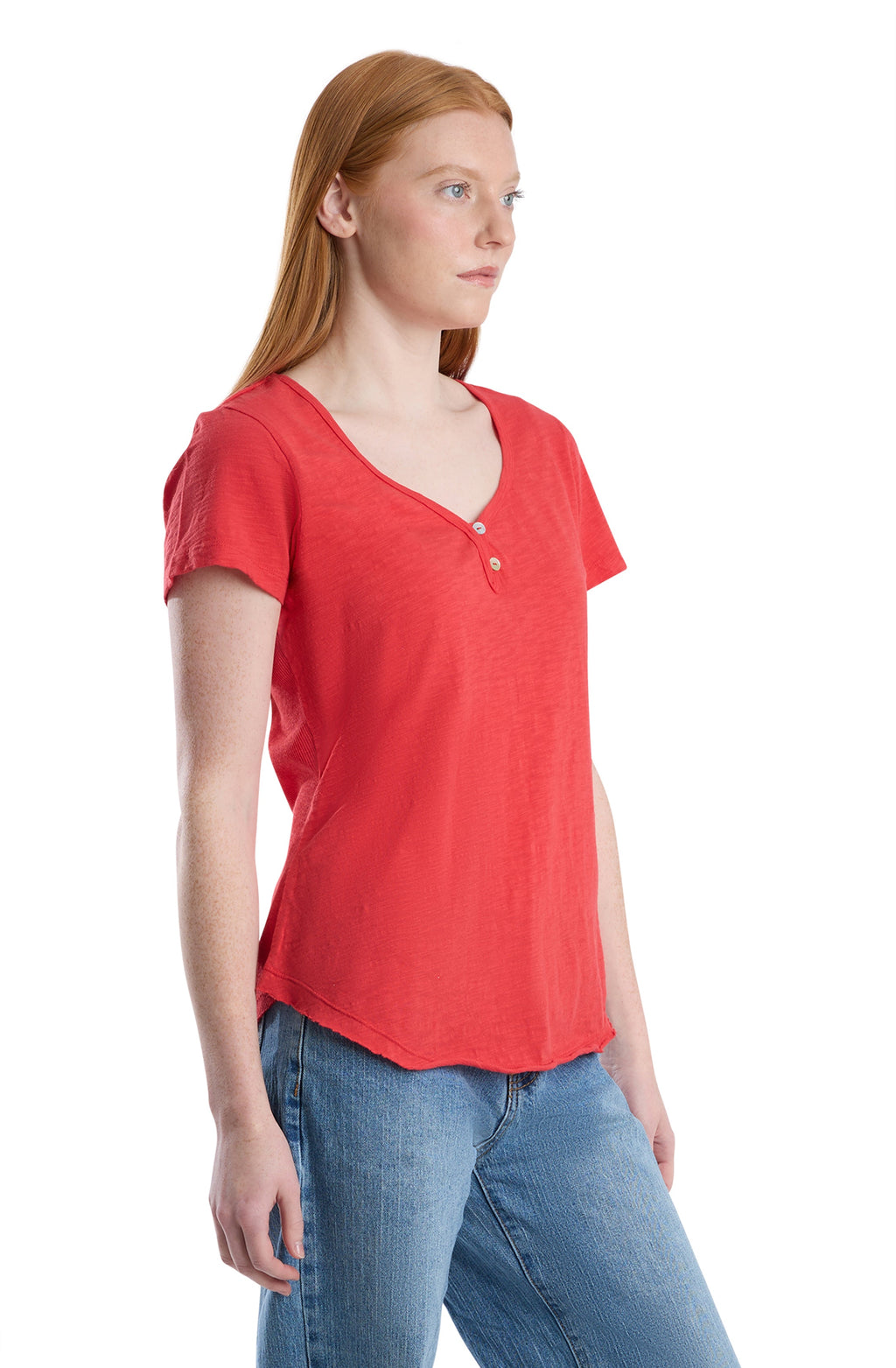 V-neck henley short sleeve