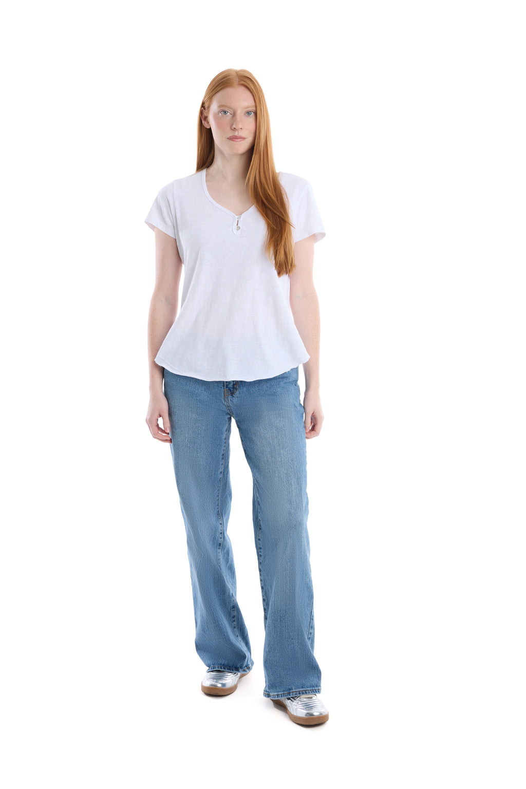 V-neck henley short sleeve