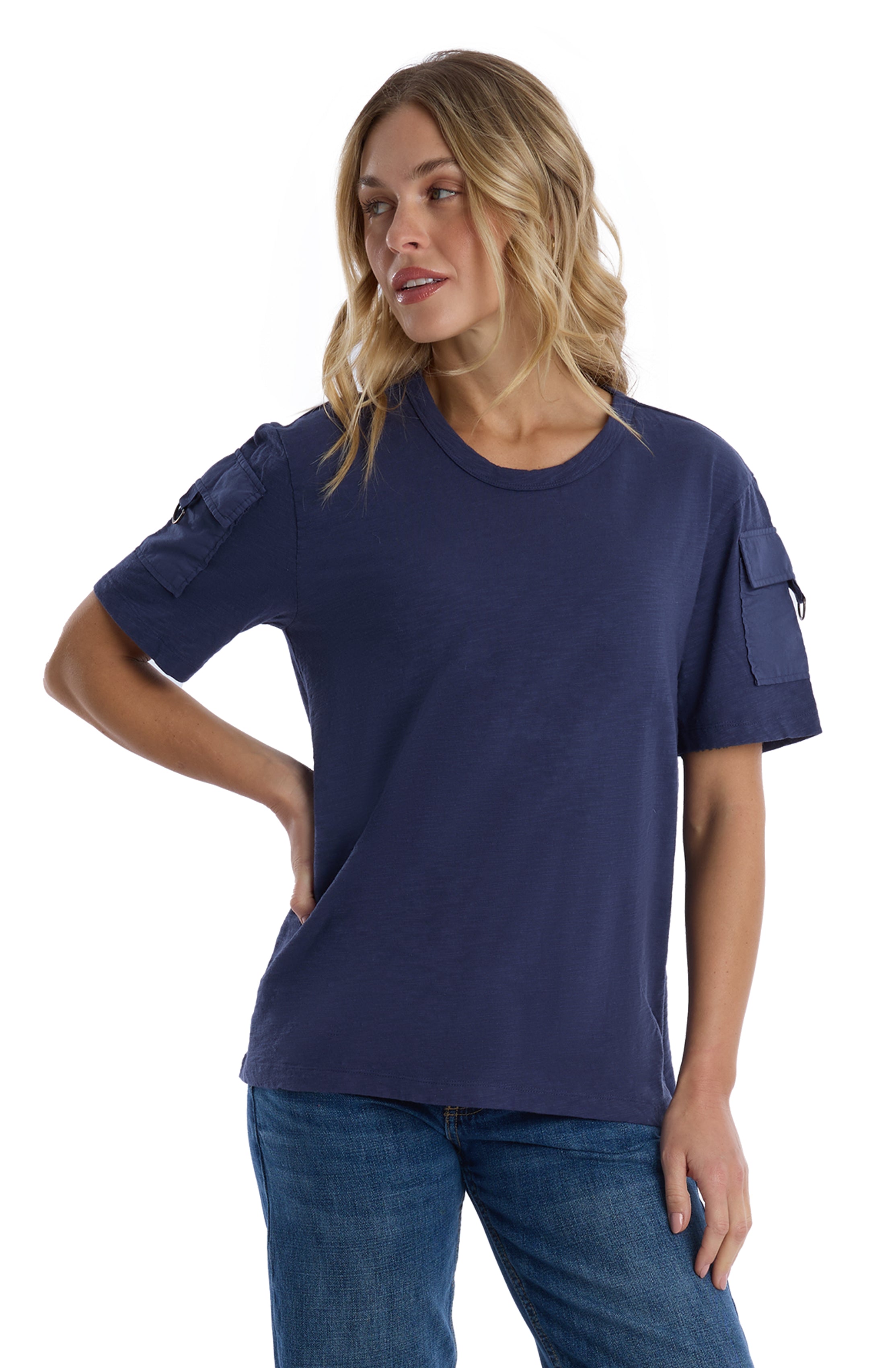 Round neck short sleeve hi-lo
