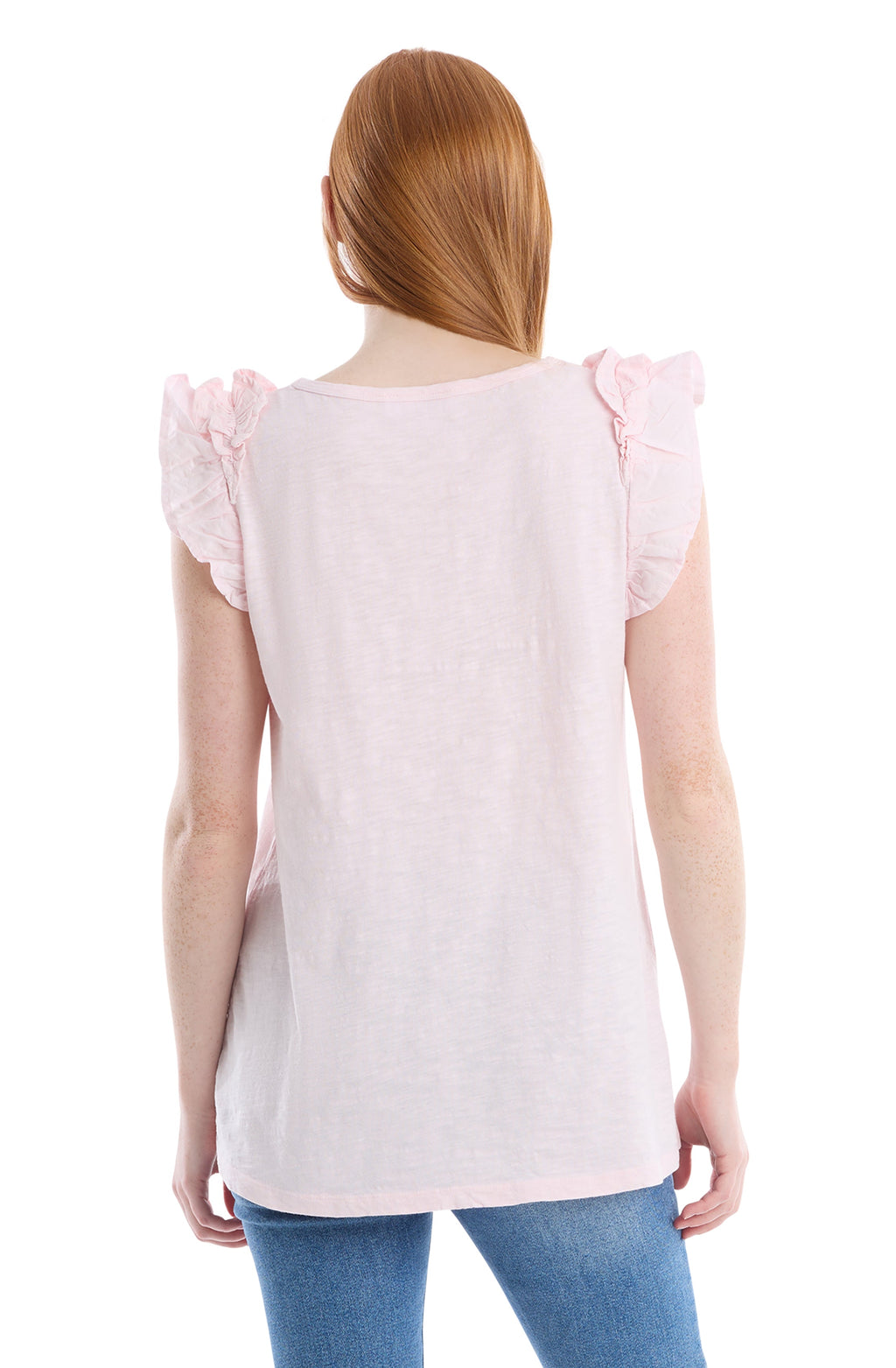 Ruffle shoulder tank tee
