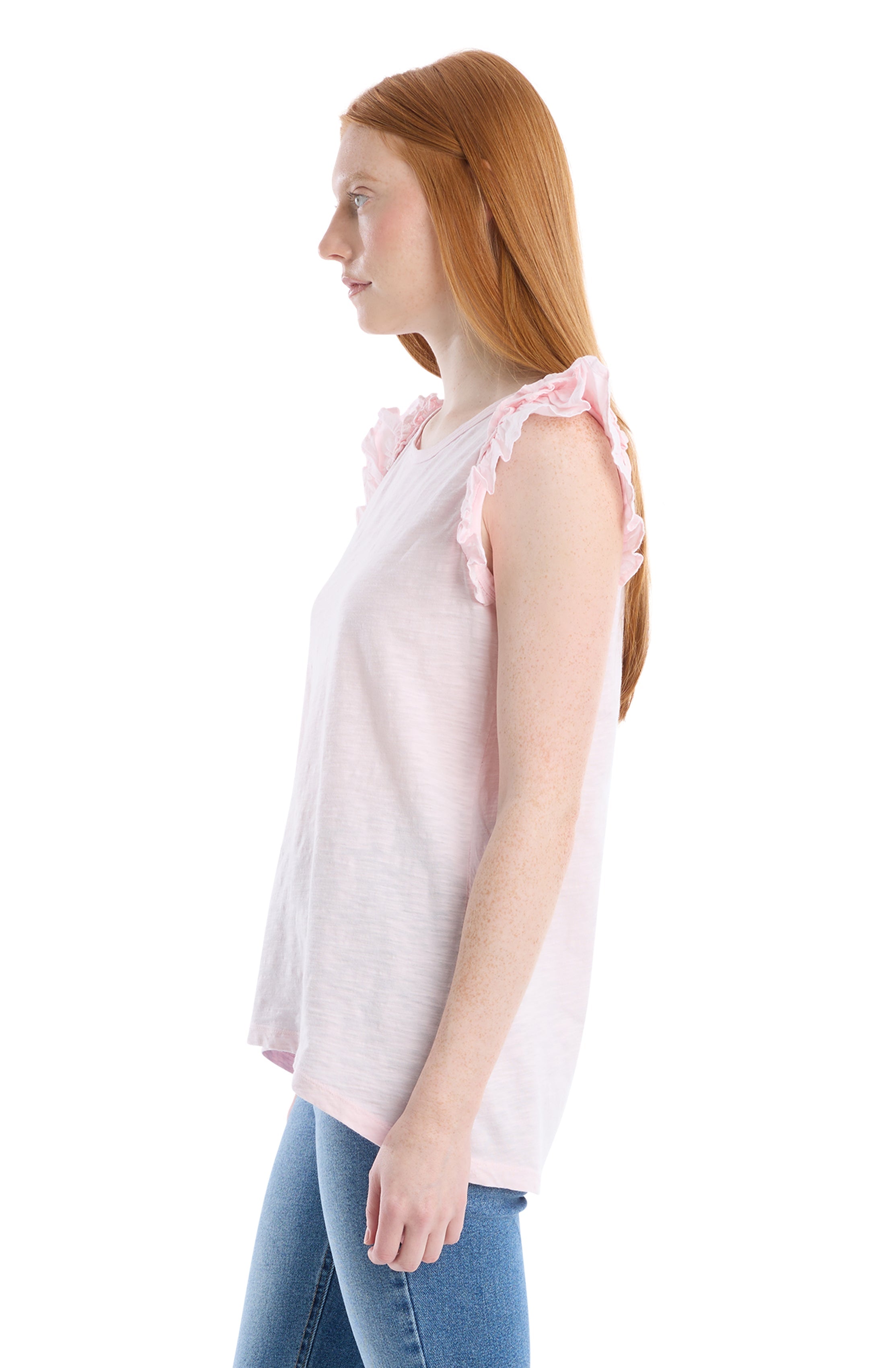Ruffle shoulder tank tee