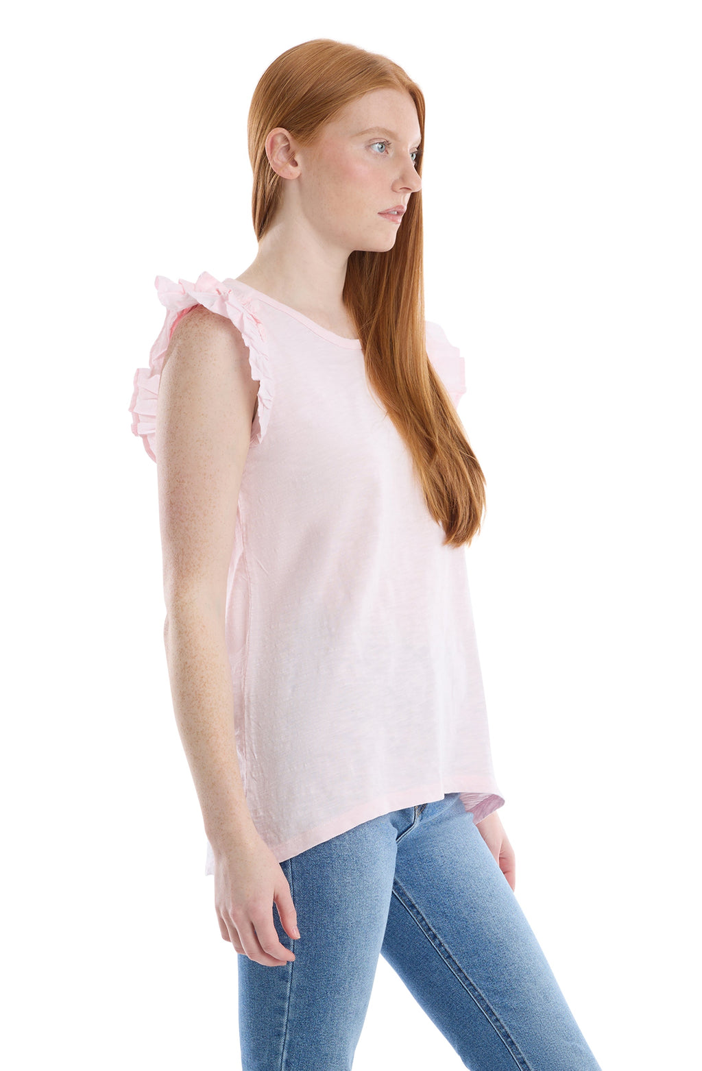 Ruffle shoulder tank tee