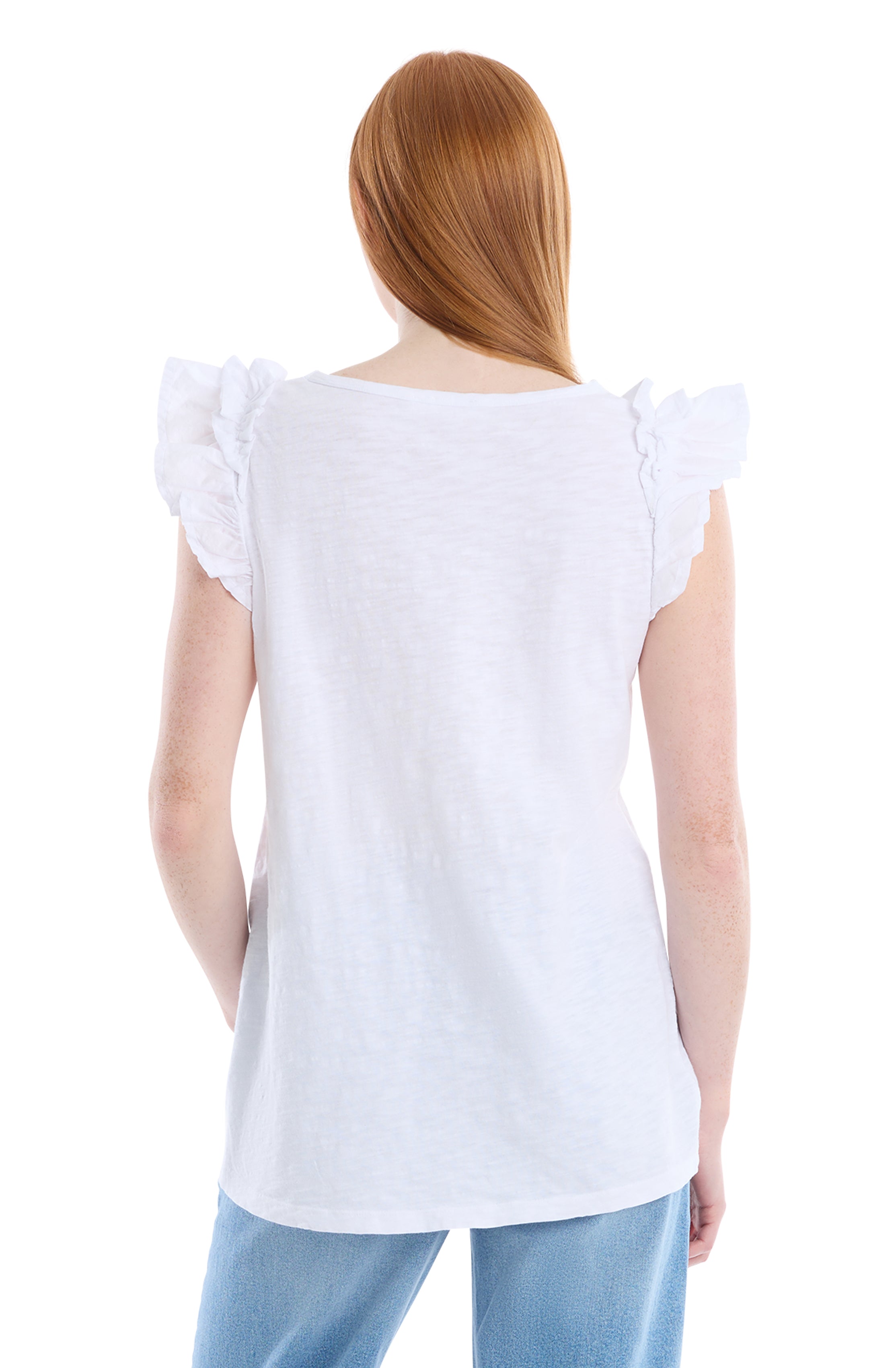 Ruffle shoulder tank tee
