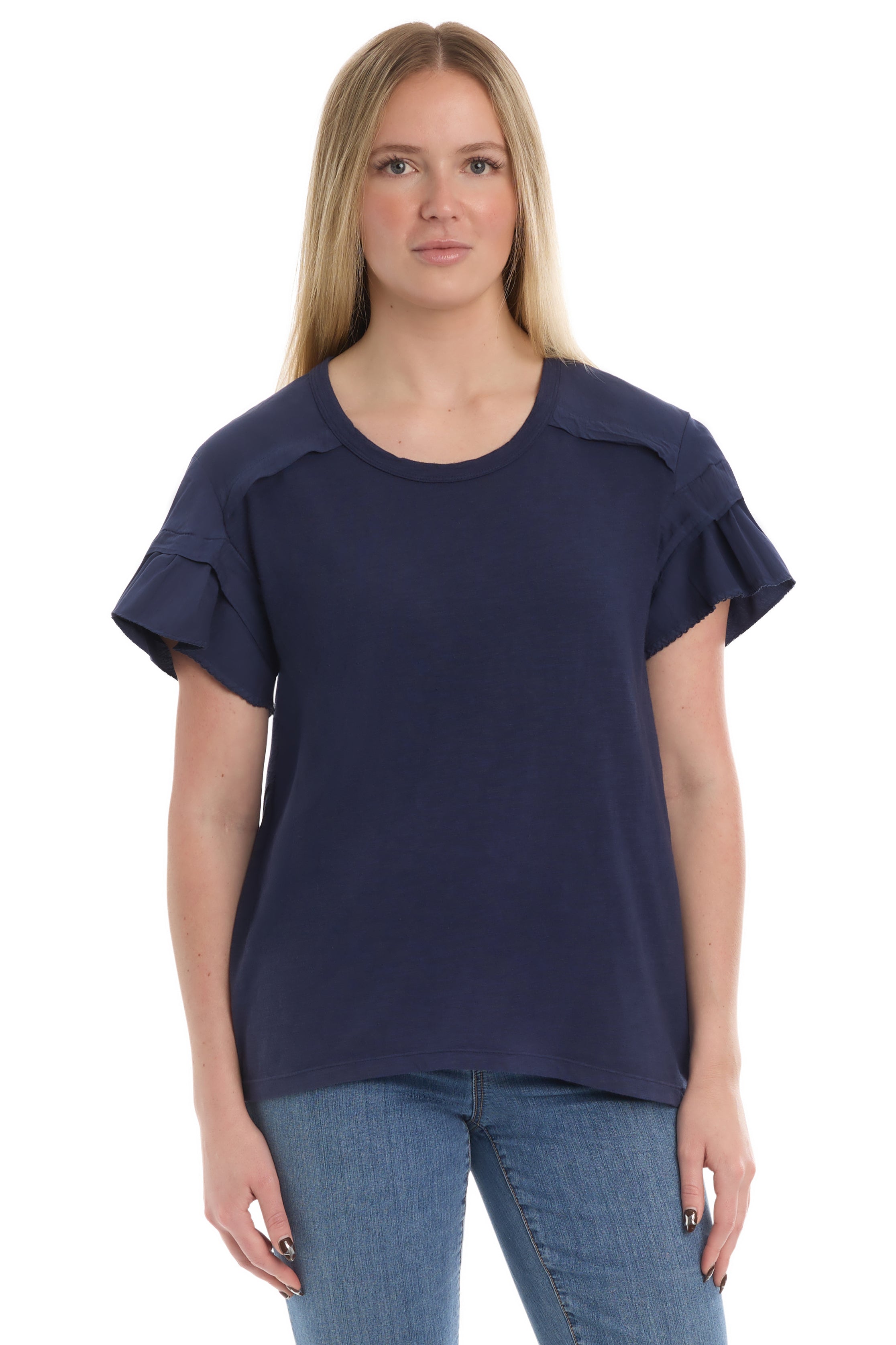 Ruffle short sleeve tee