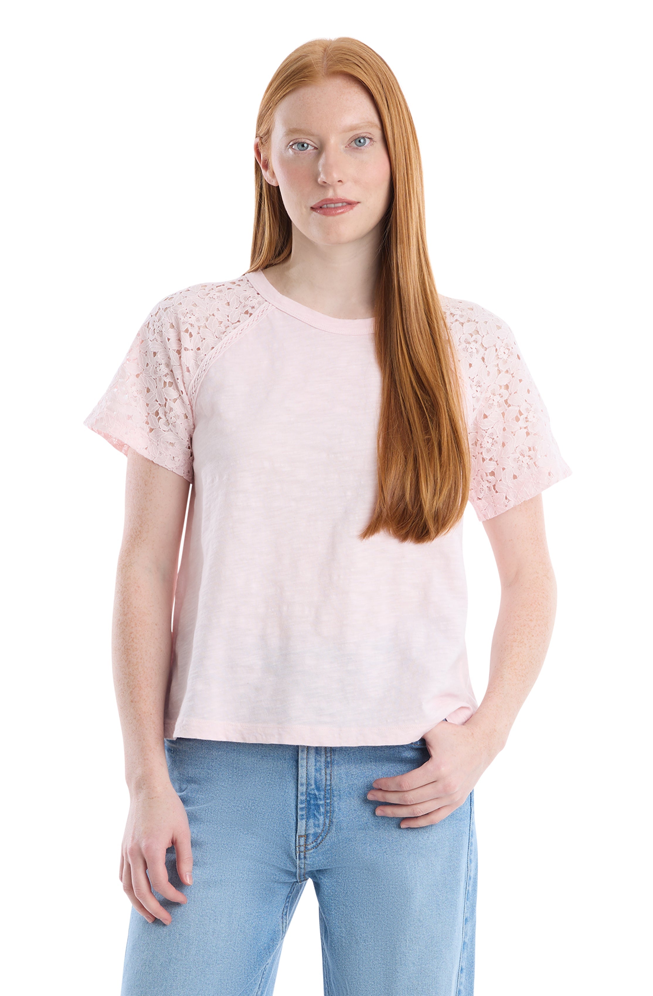 Lace raglan sleeve tee