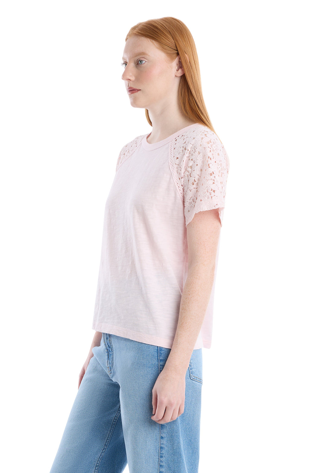 Lace raglan sleeve tee