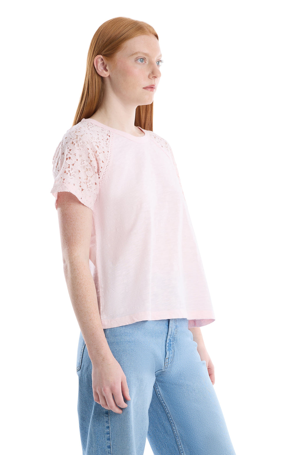 Lace raglan sleeve tee