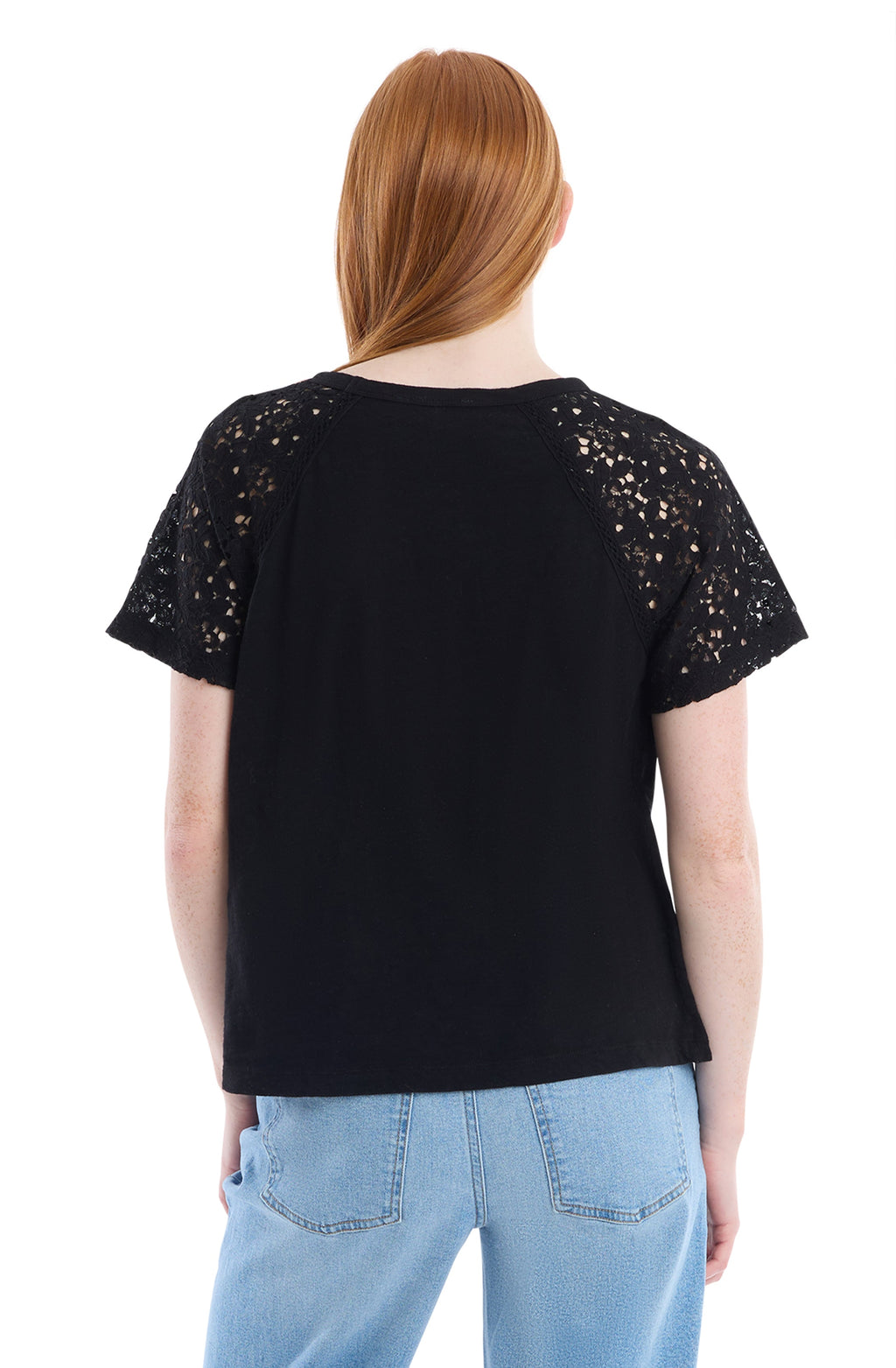 Lace raglan sleeve tee