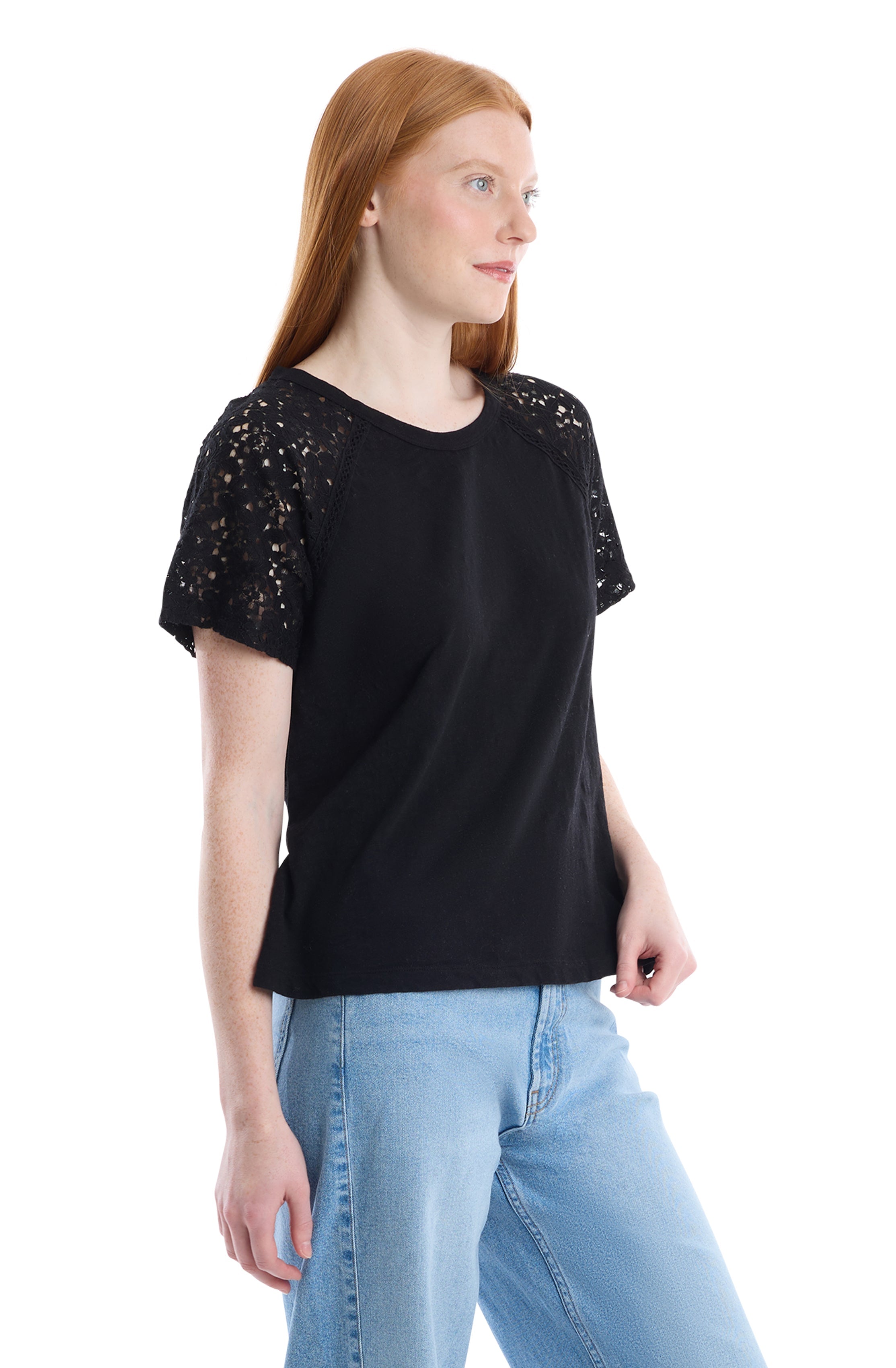 Lace raglan sleeve tee