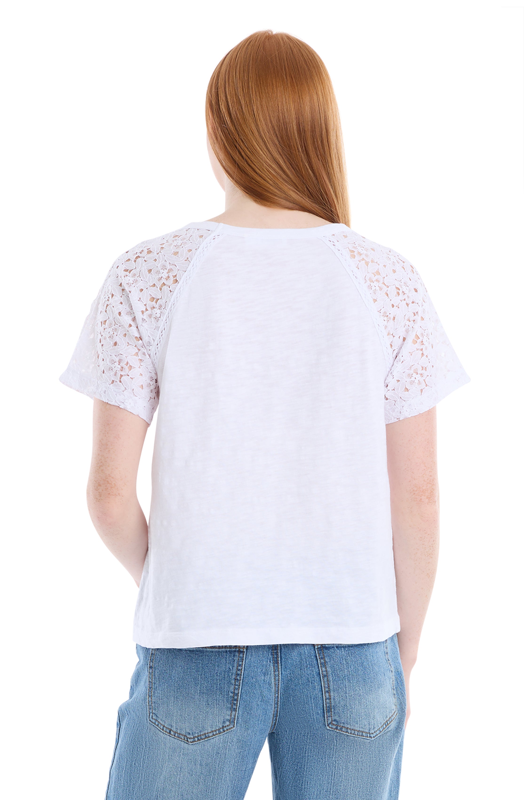 Lace raglan sleeve tee