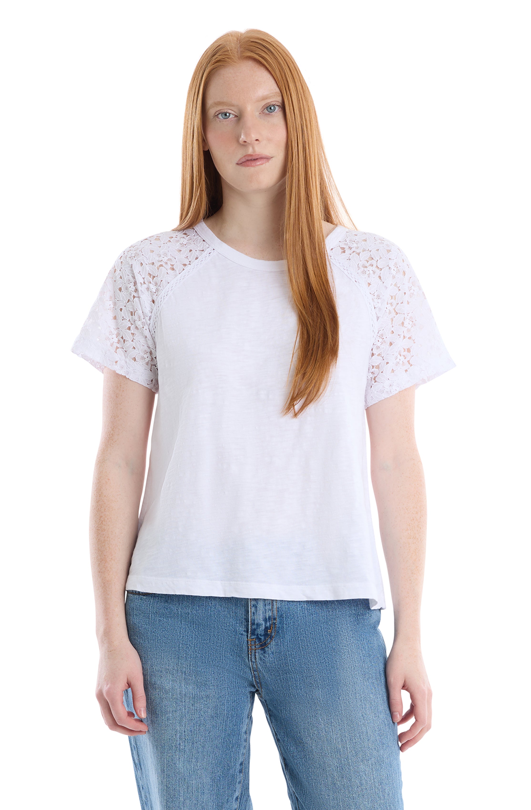 Lace raglan sleeve tee
