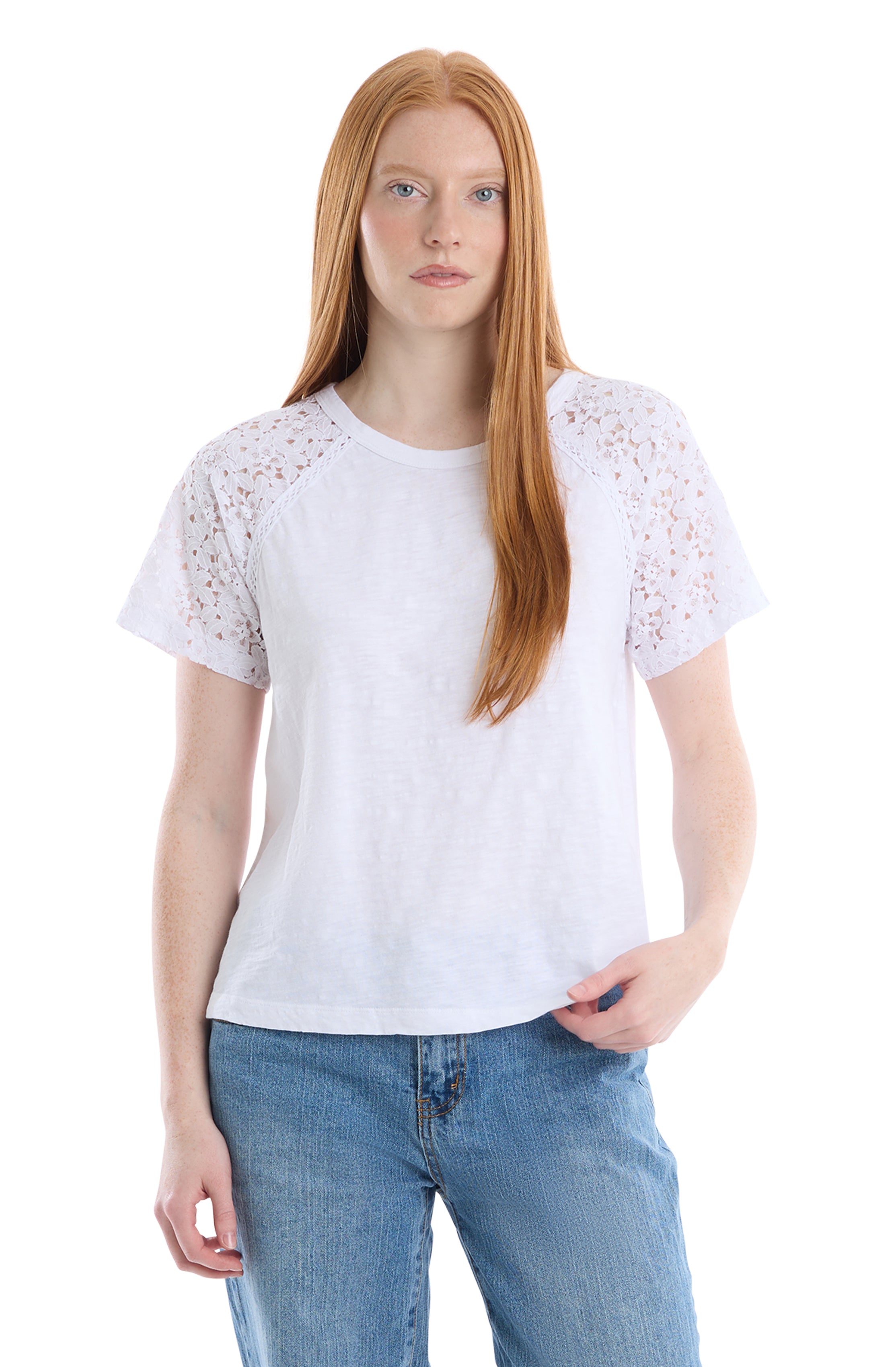 Lace raglan sleeve tee