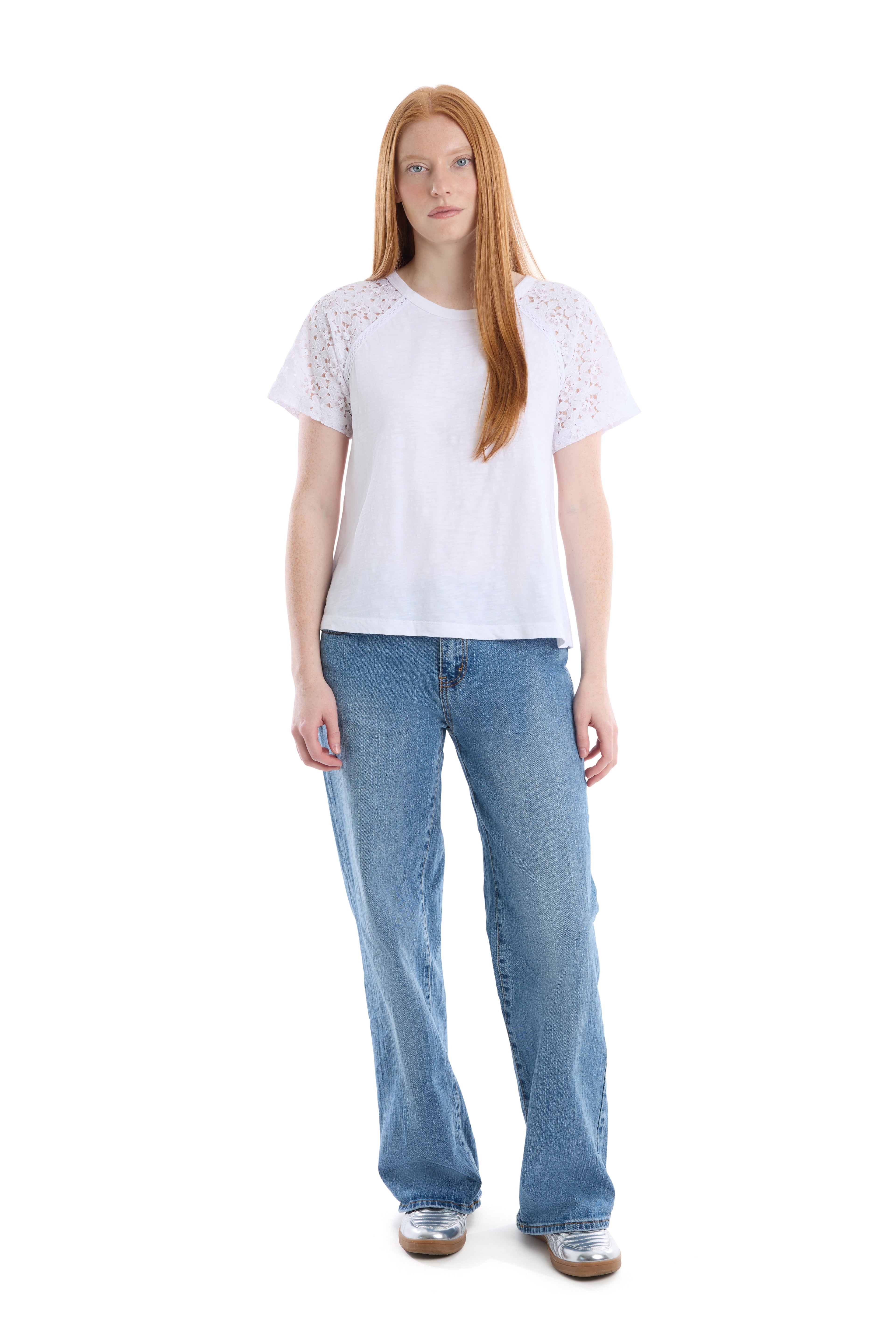 Lace raglan sleeve tee