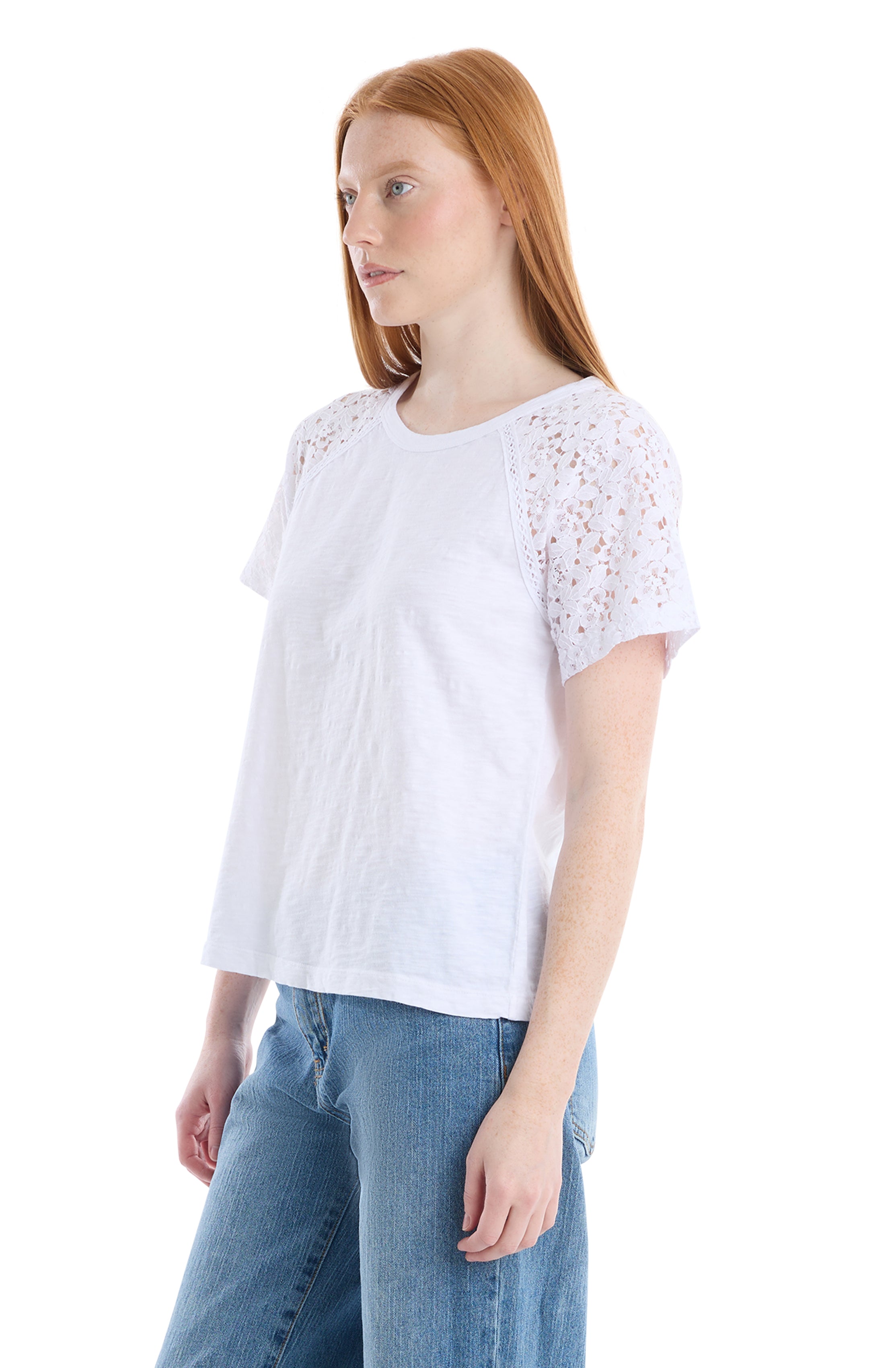 Lace raglan sleeve tee