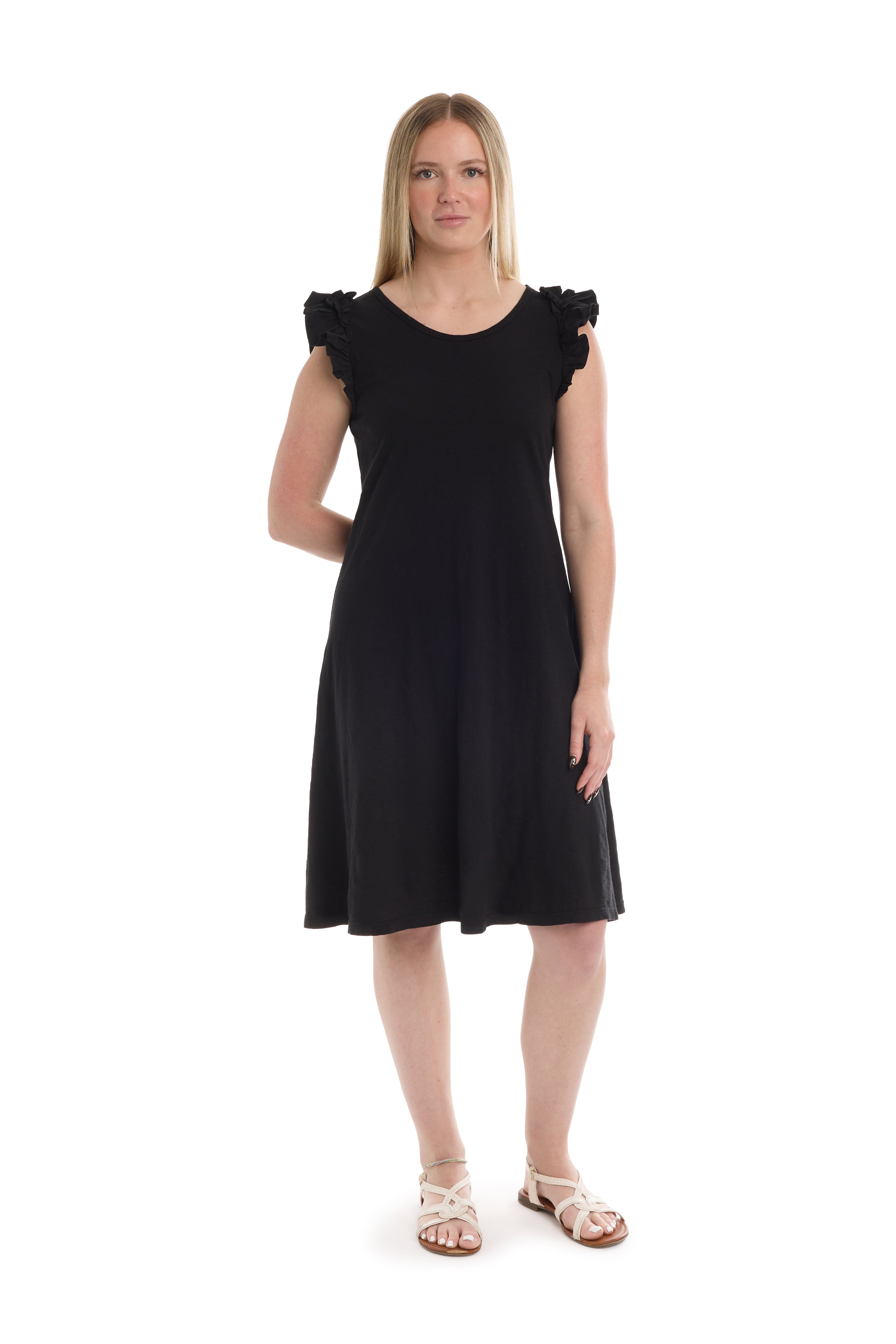 Ruffle shoulder tank dress