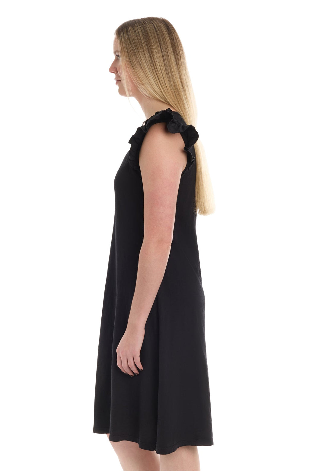 Ruffle shoulder tank dress