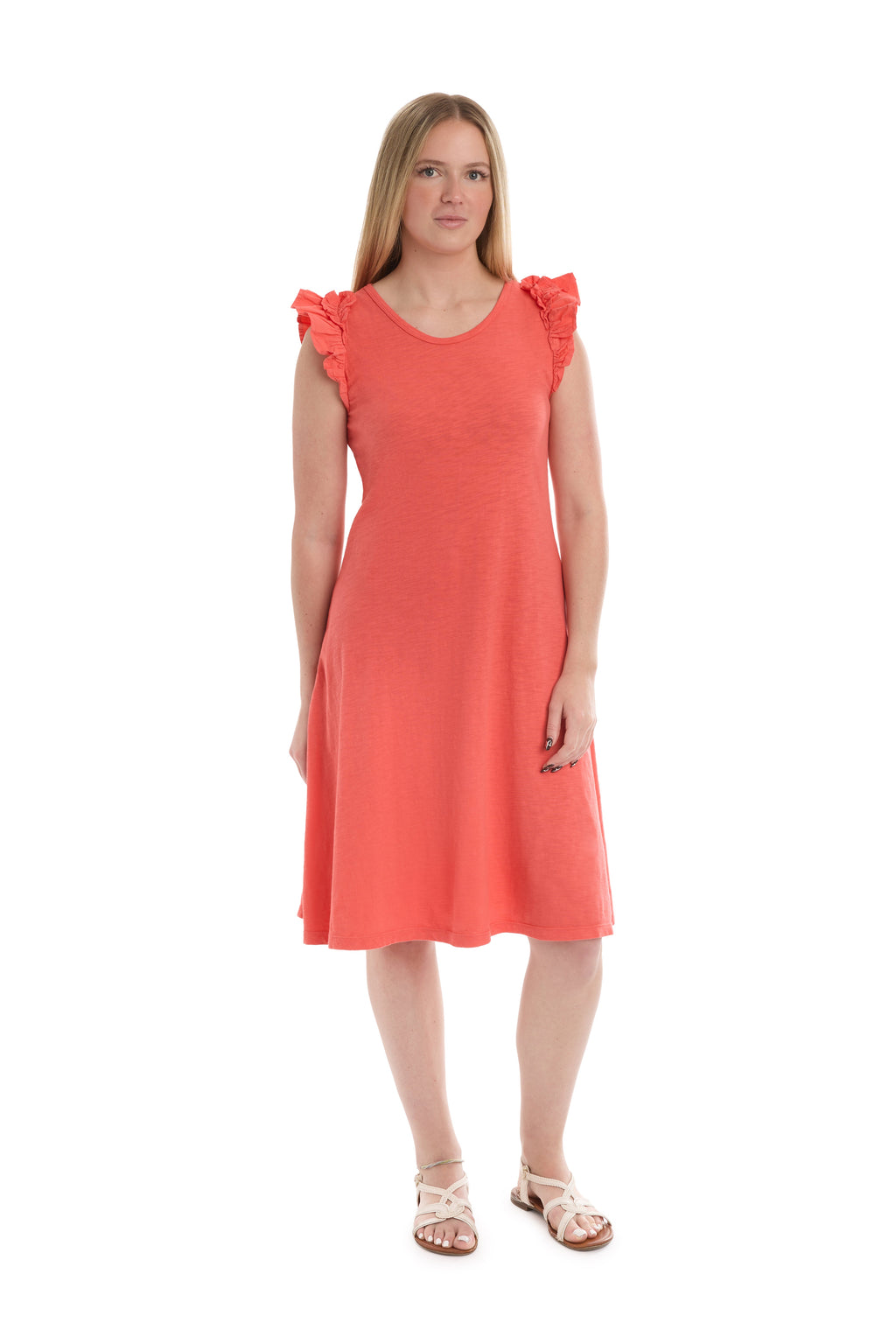 Ruffle shoulder tank dress