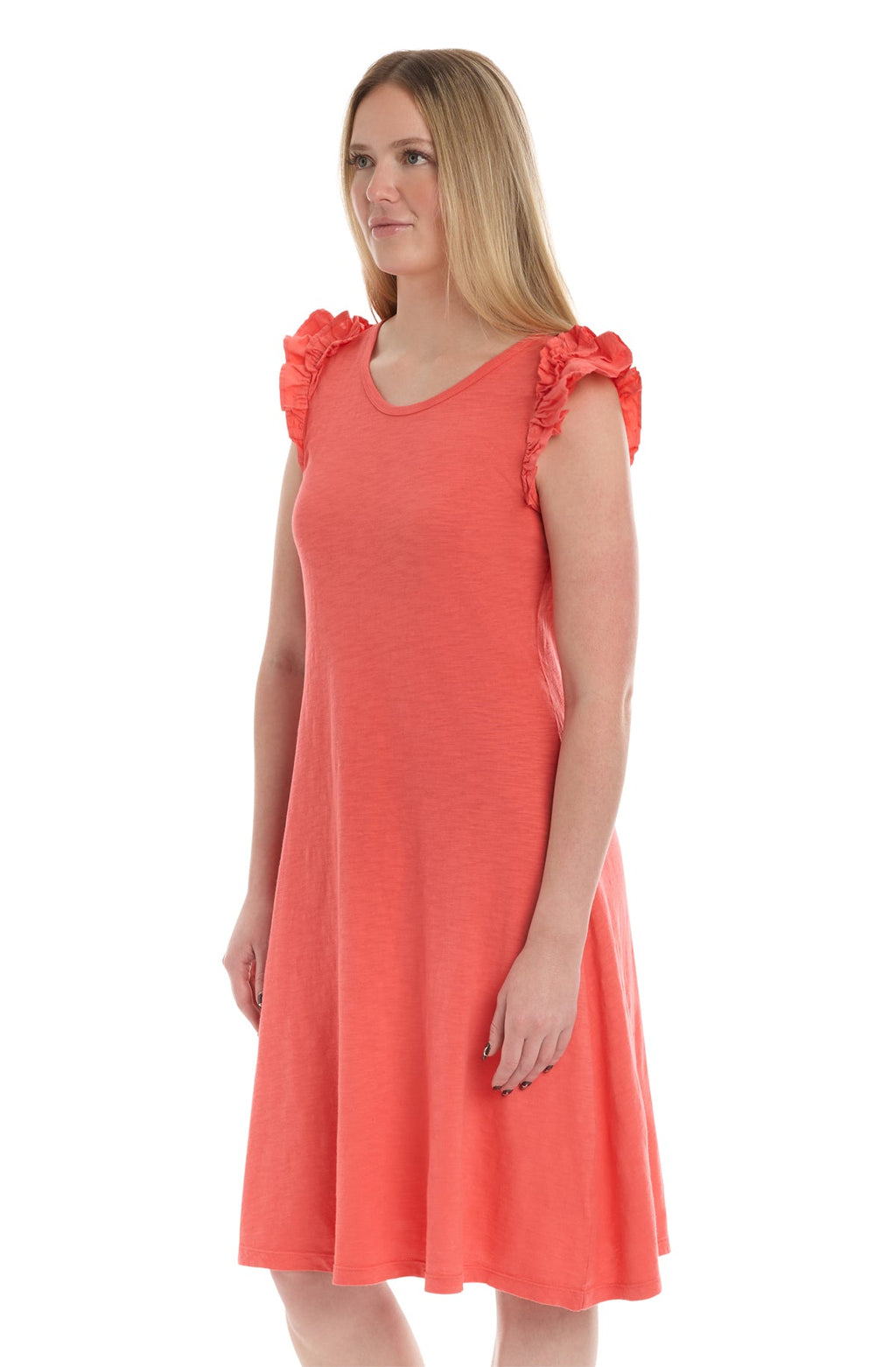 Ruffle shoulder tank dress