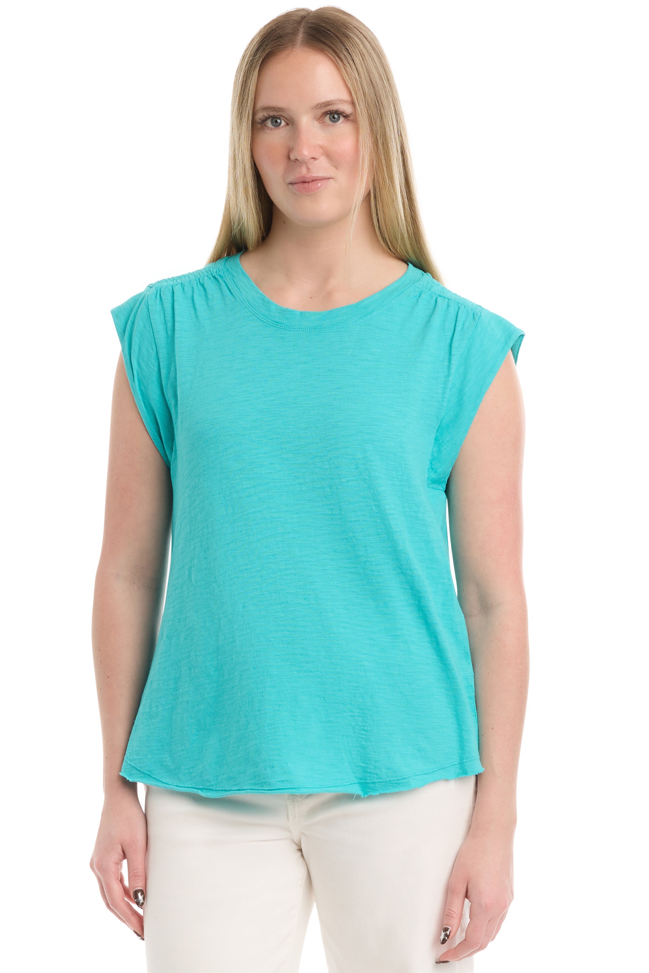 Ruched shoulder tee