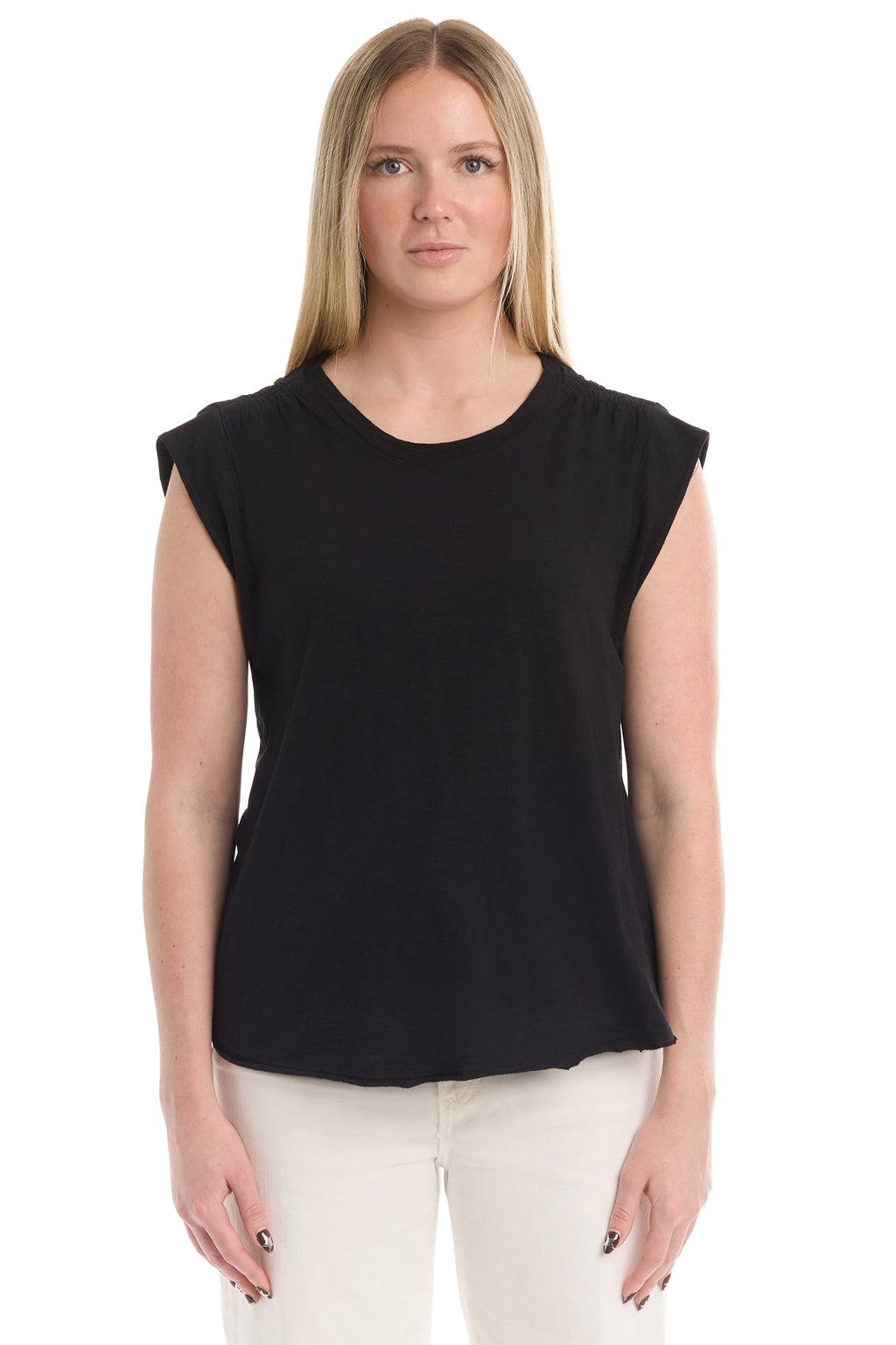 Ruched shoulder tee