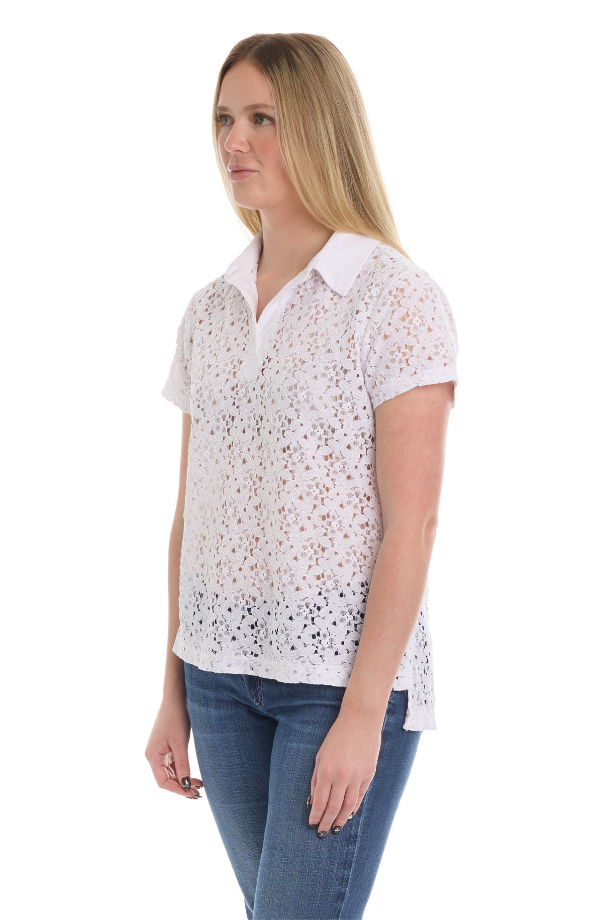 Short sleeve lace polo