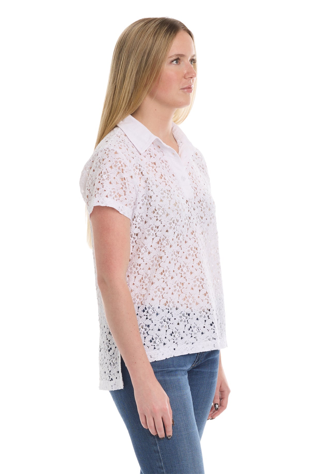 Short sleeve lace polo