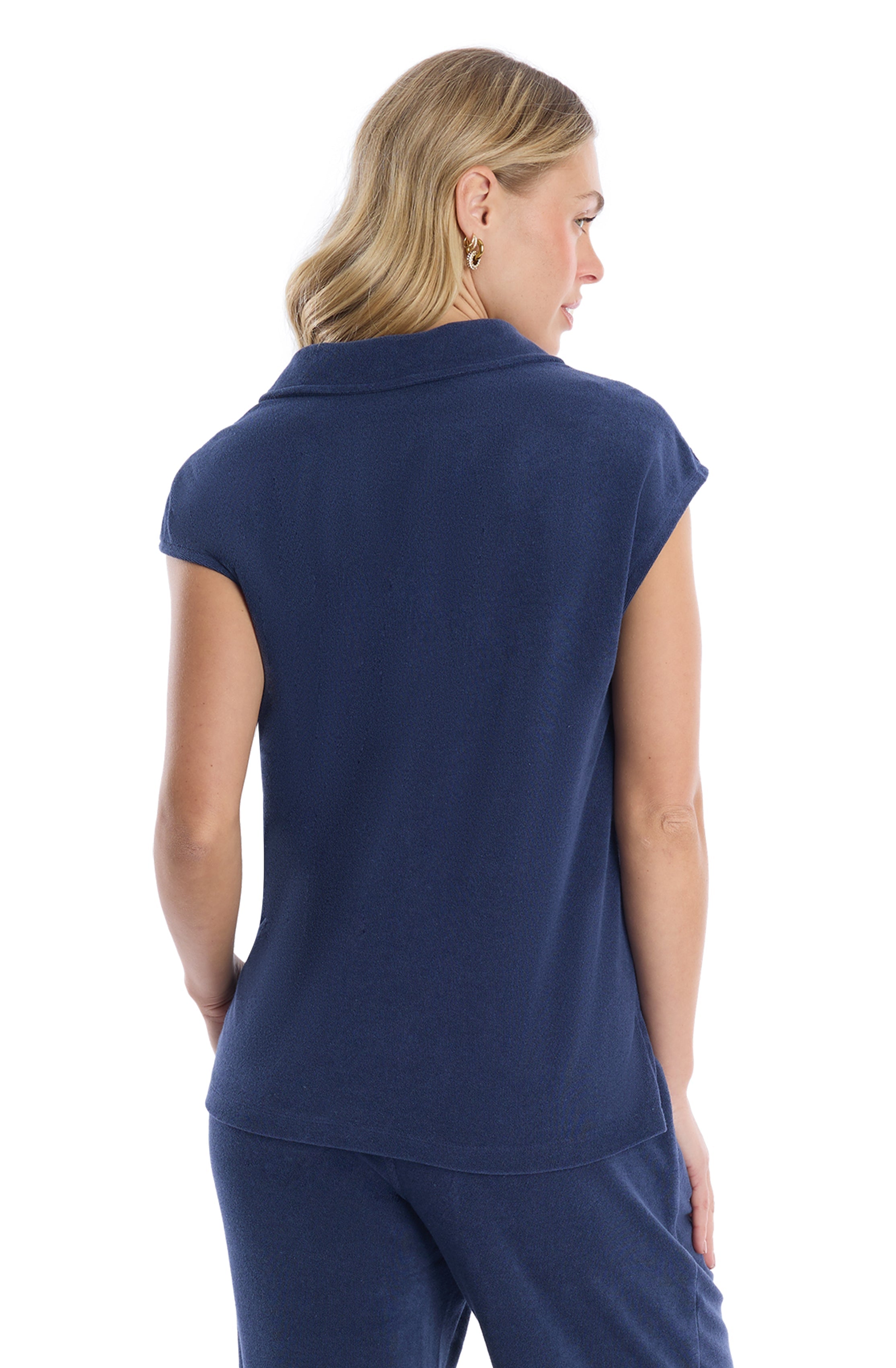 Polo top with crochet trim