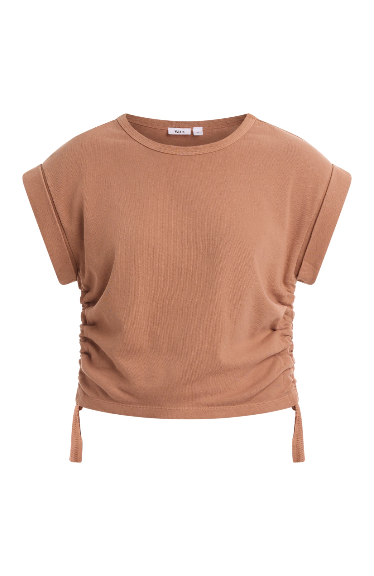 Round neck side drawstrings