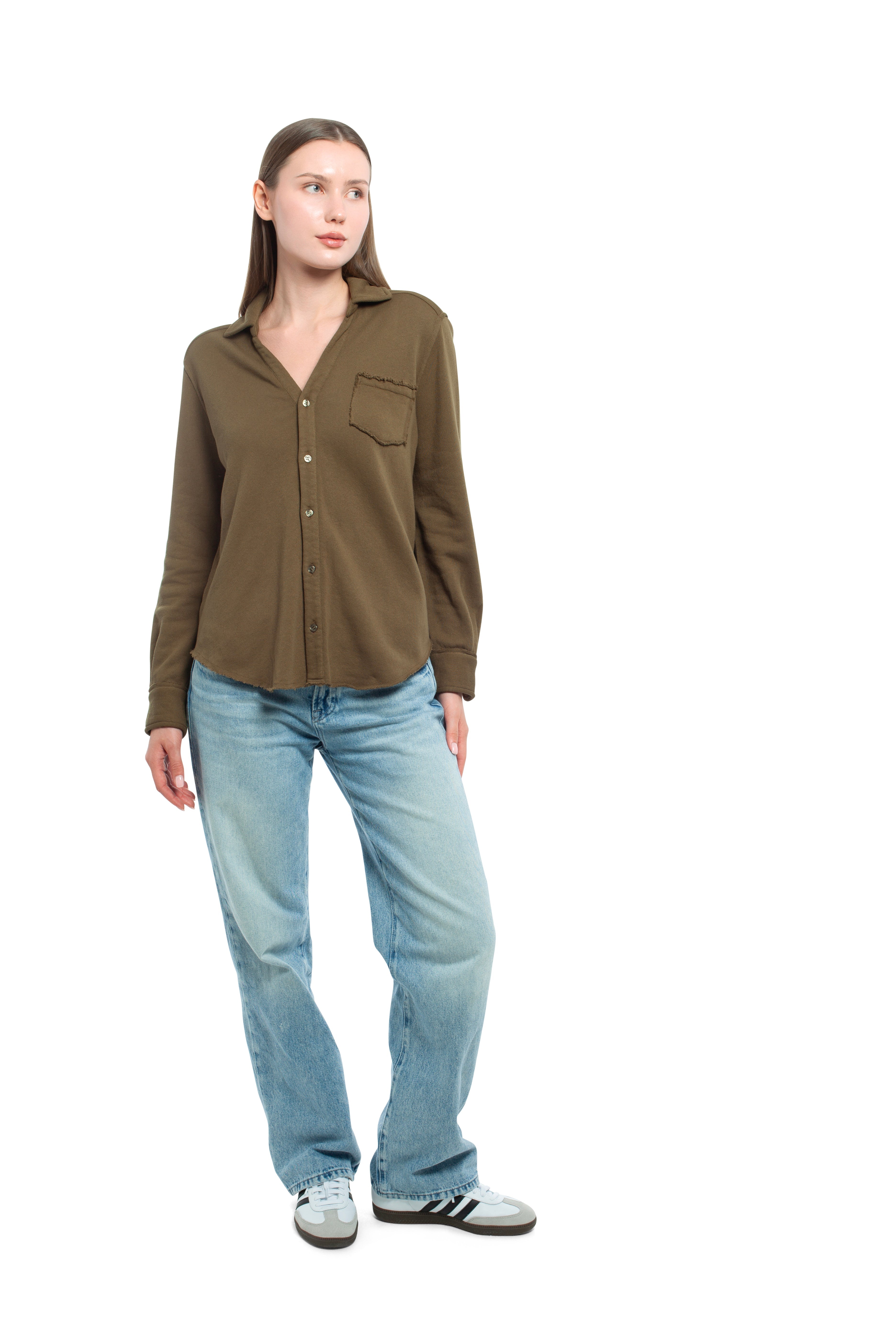 Button Front Sweatshirt