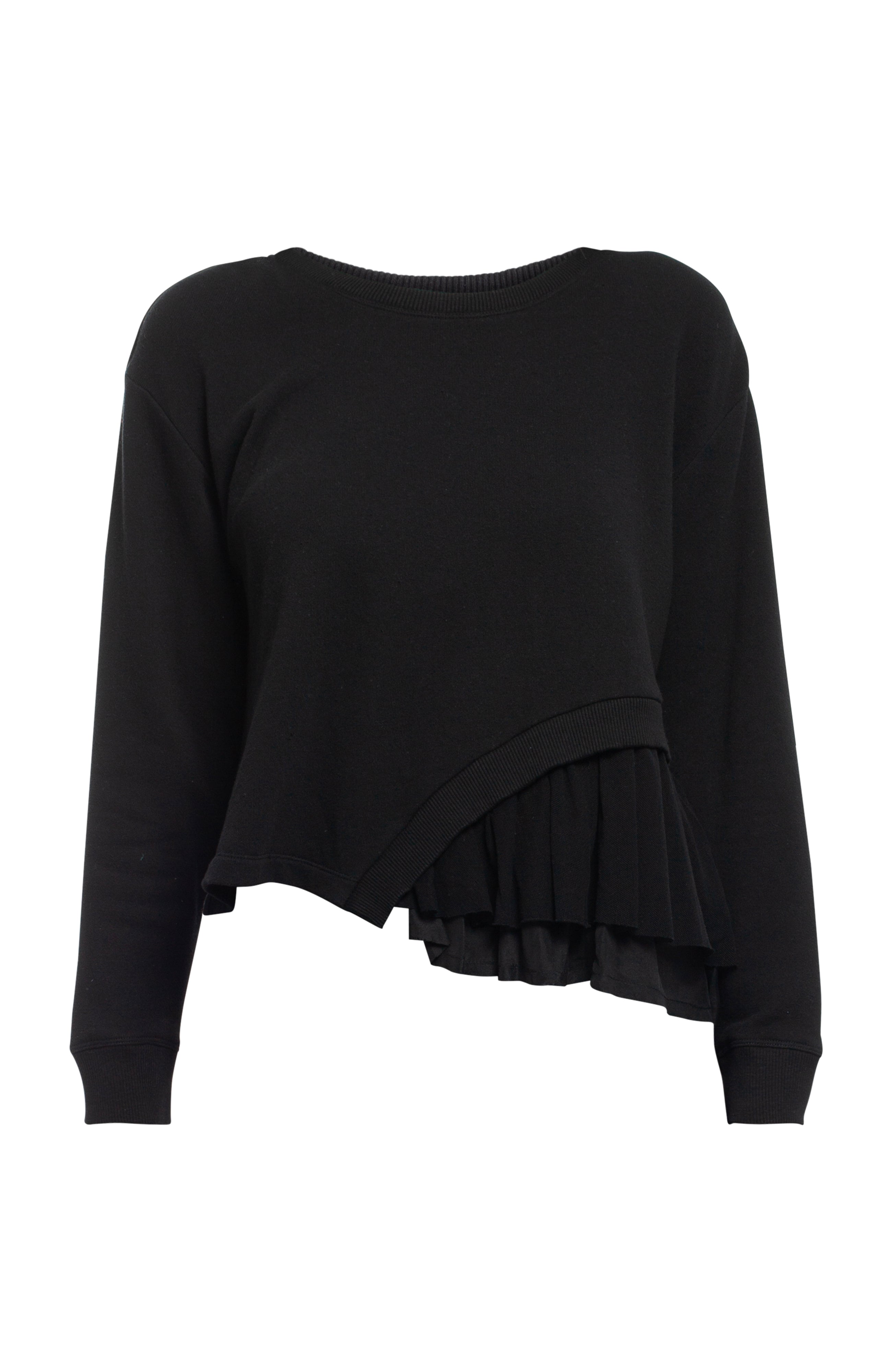 Round Neck Mix Media Sweatshirt