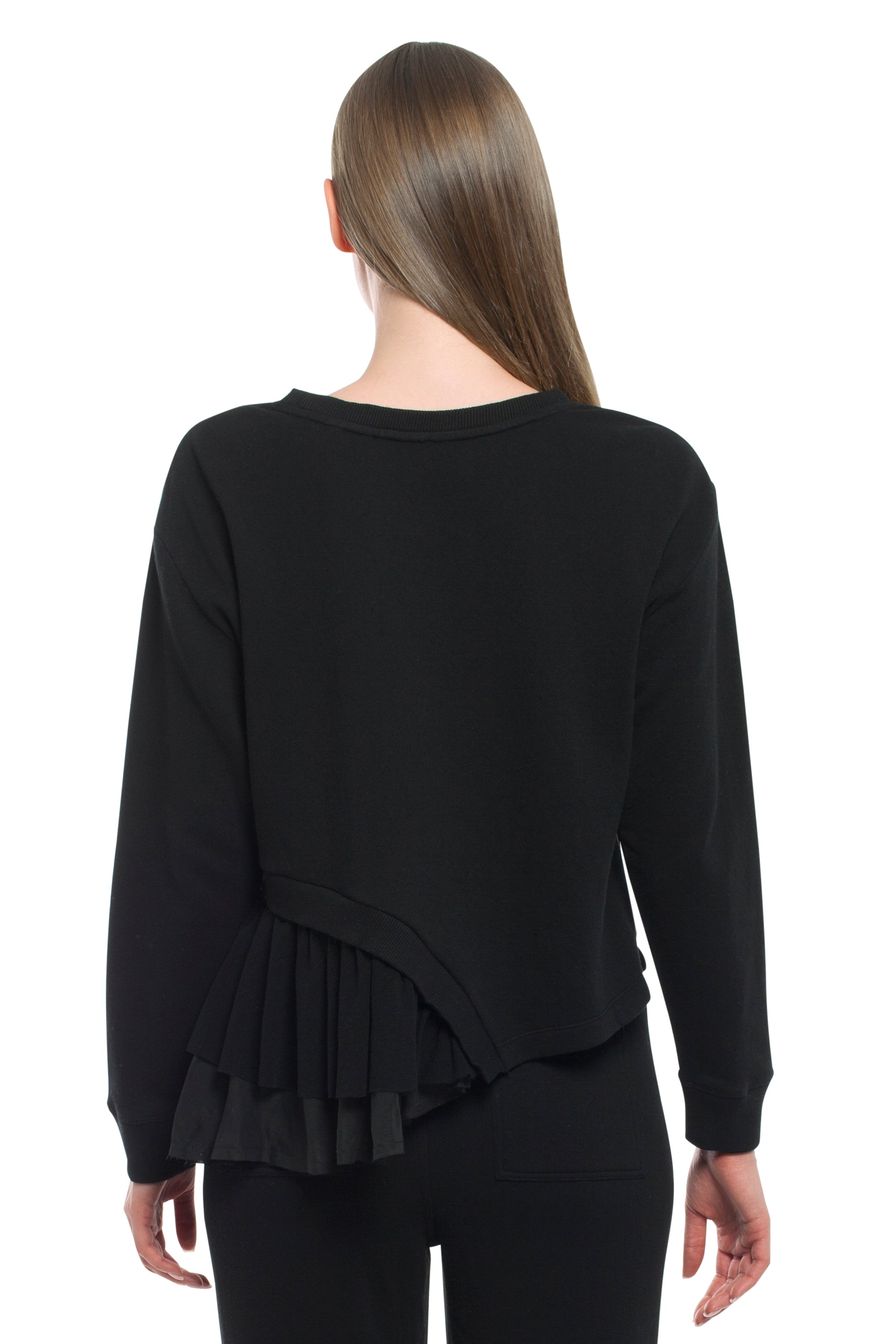 Round Neck Mix Media Sweatshirt