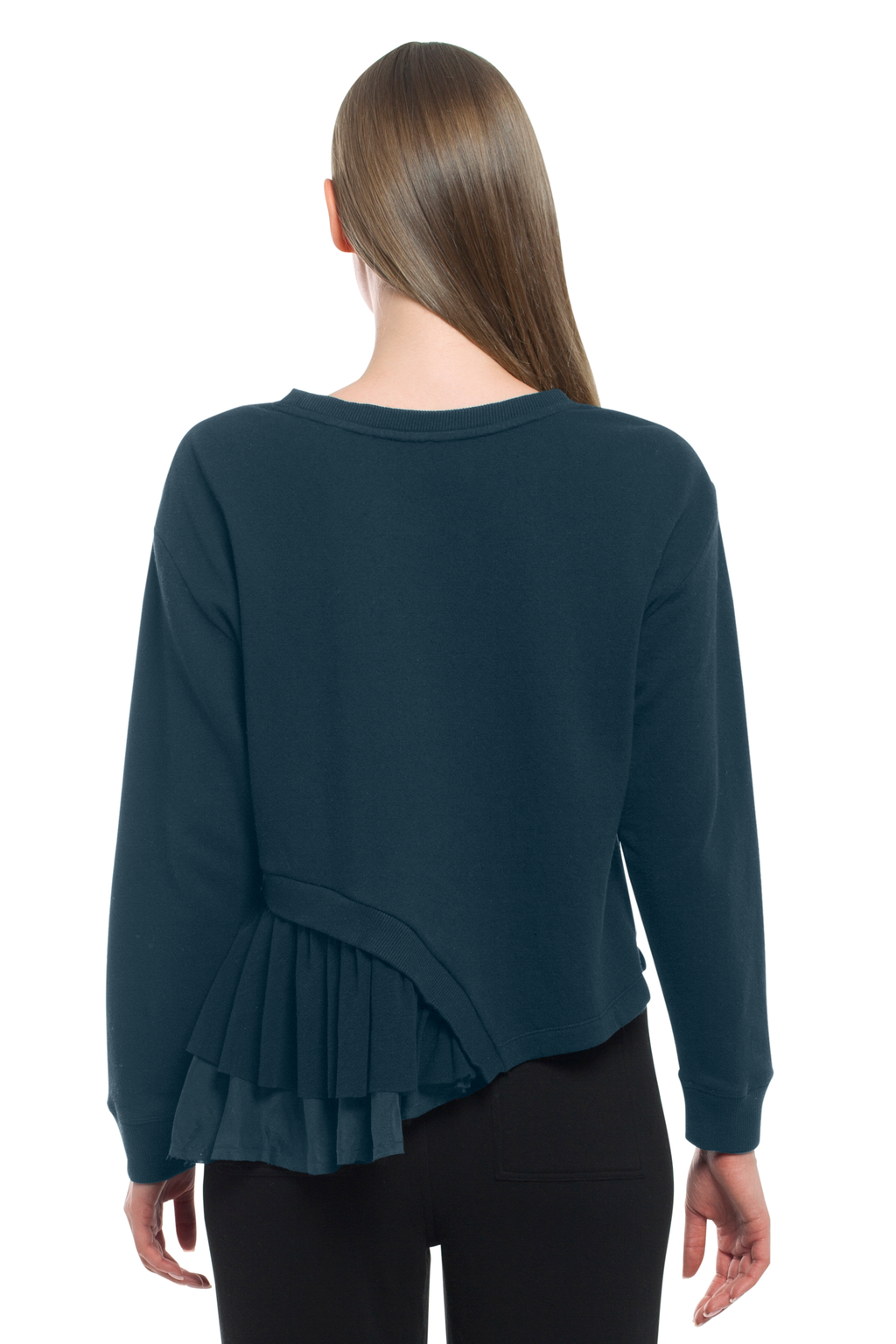 Round Neck Mix Media Sweatshirt