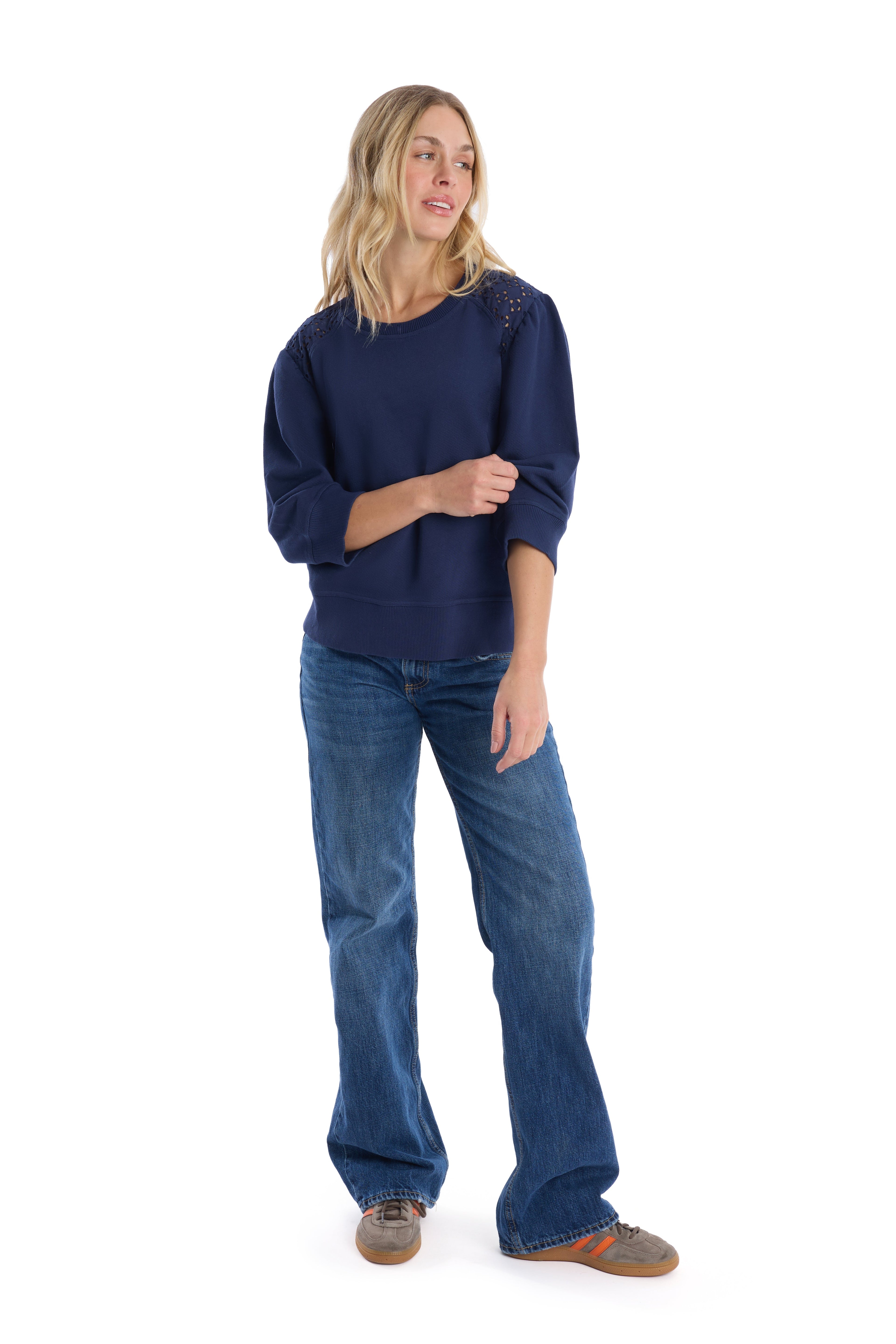 3/4 sleeve with eyelet mix