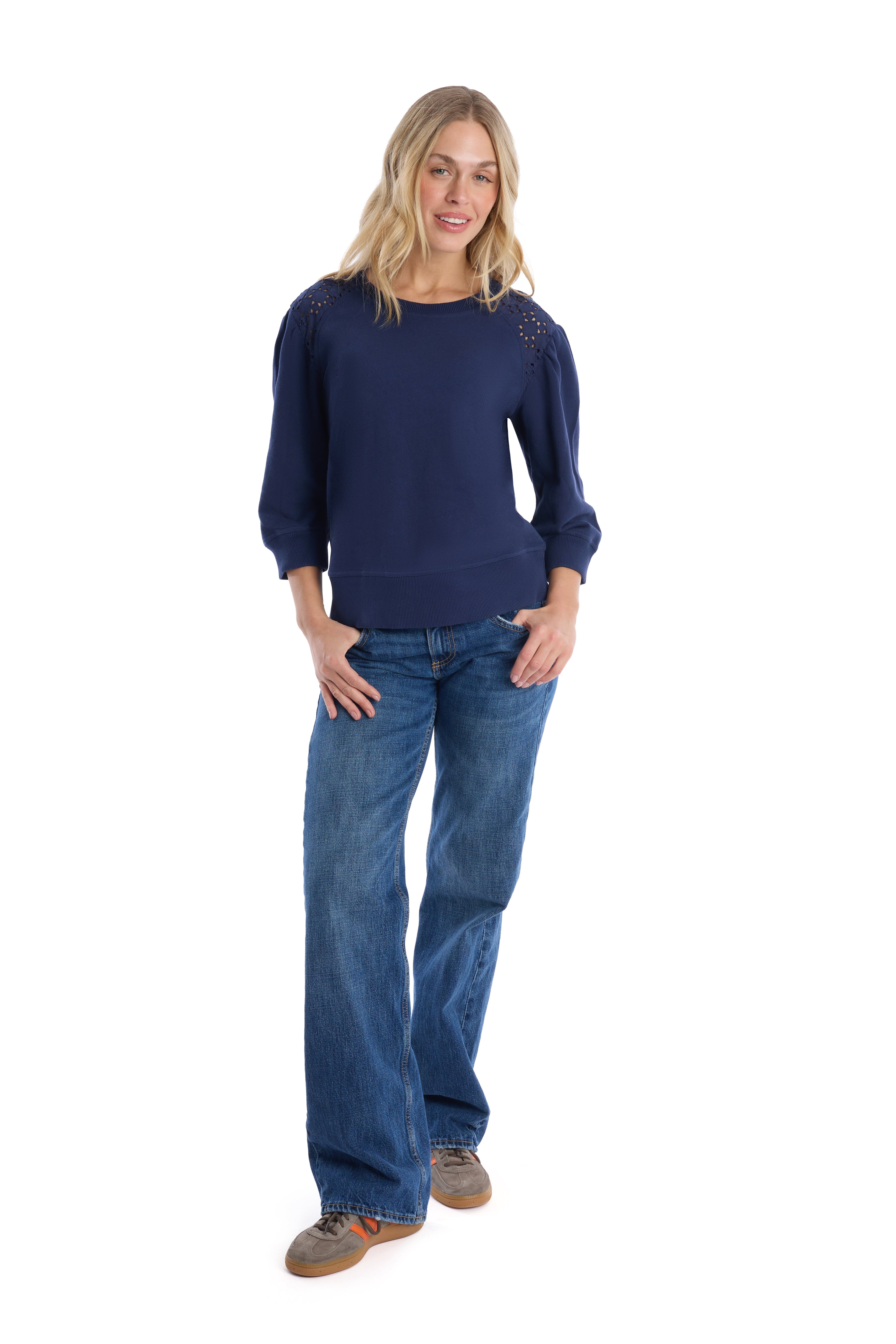 3/4 sleeve with eyelet mix