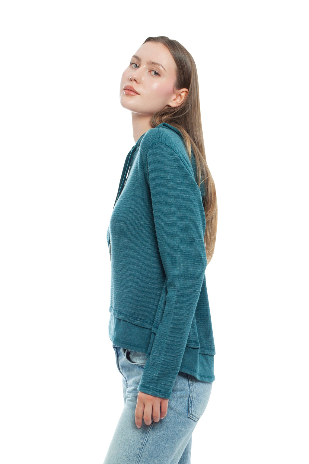 Long Sleeve Double Peplum Hoodie