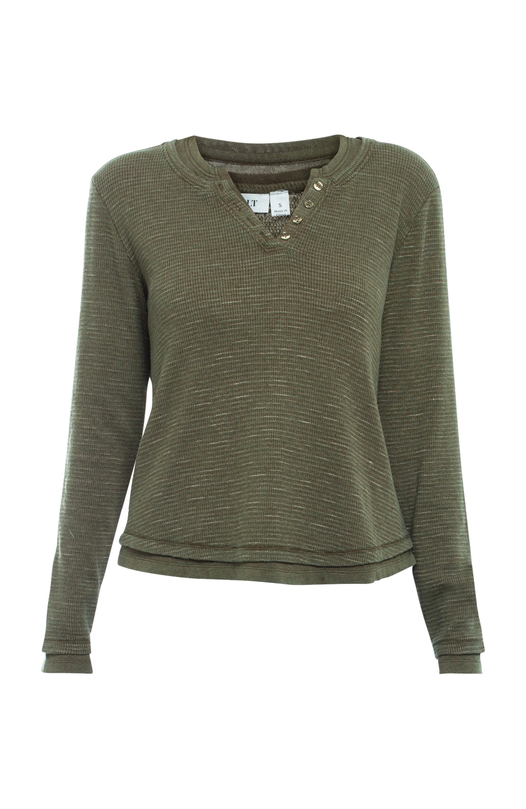 Long Sleeve Henley Mock Tee